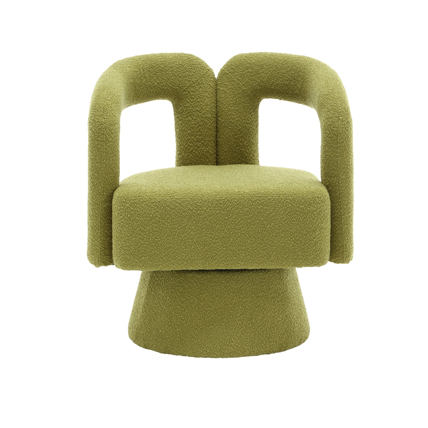 Coolmore Versatile Comfort Olive Green Boucle 360° Swivel Cuddle Barrel Accent Chair