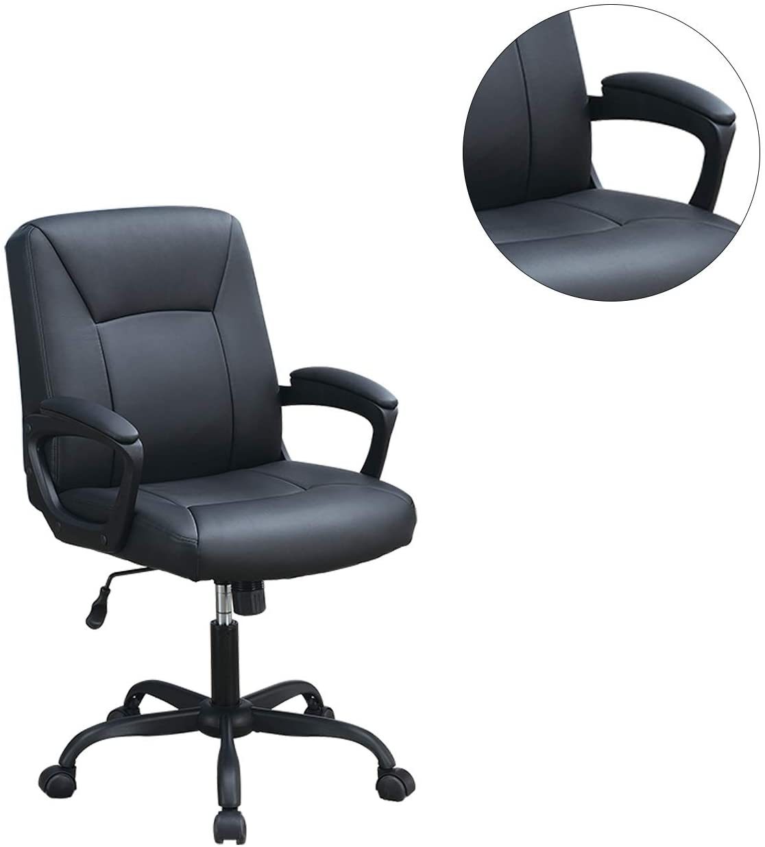 Modern PU Leather Office Chair, Black