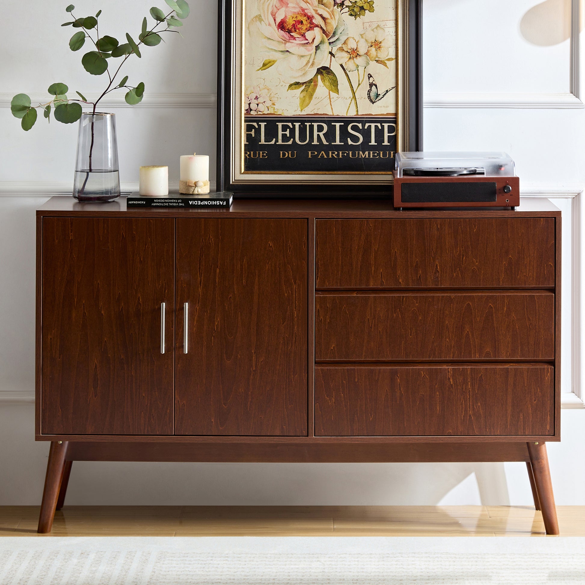 Sadie Mid-Century Modern Cabinet in Walnut