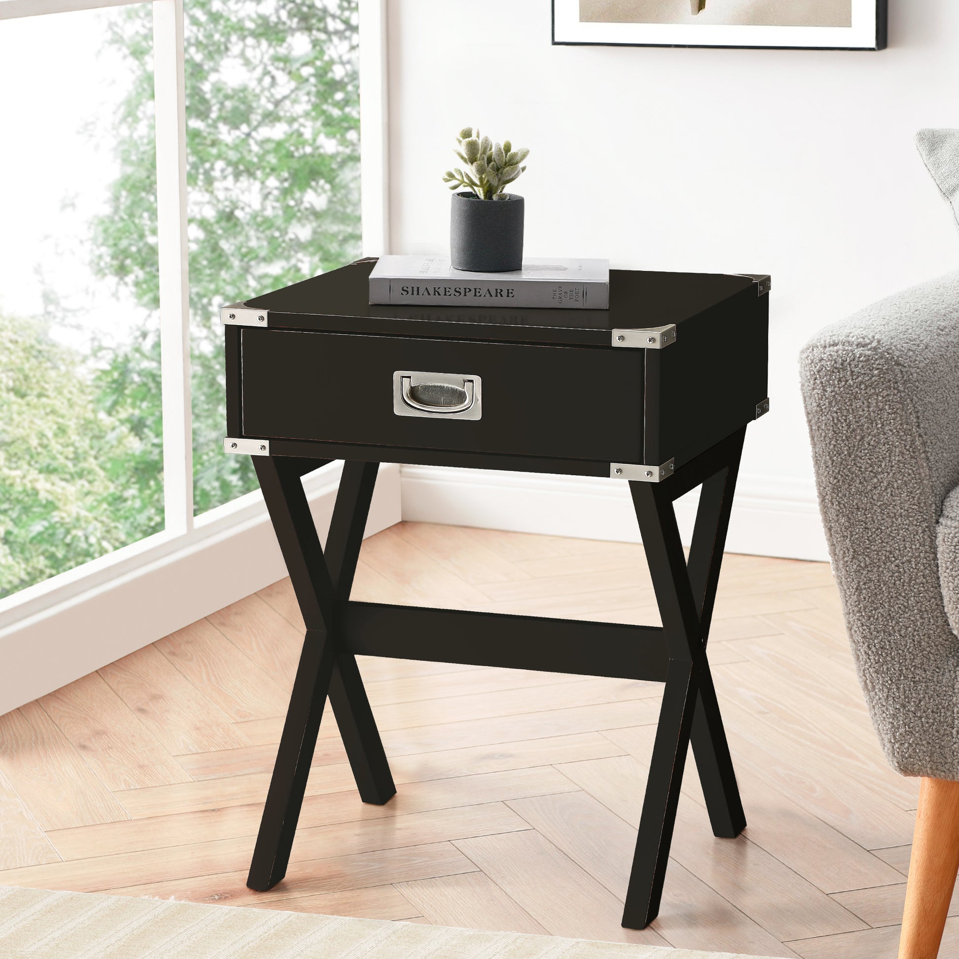 Black 1-drawer End Table