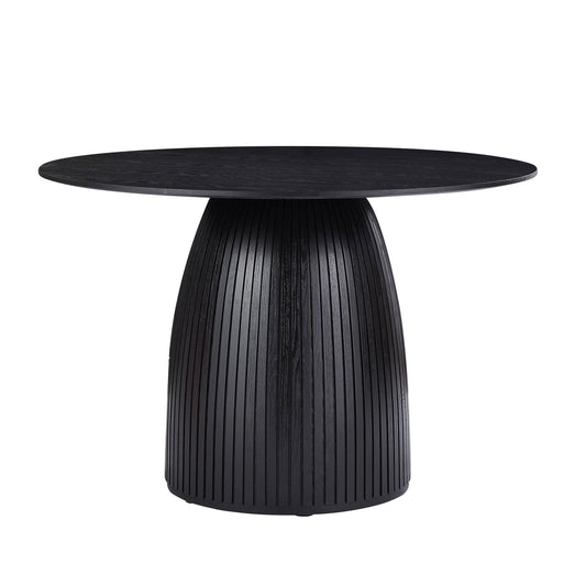 Walter 47" Round Mid-Century Modern Dining Table, Black