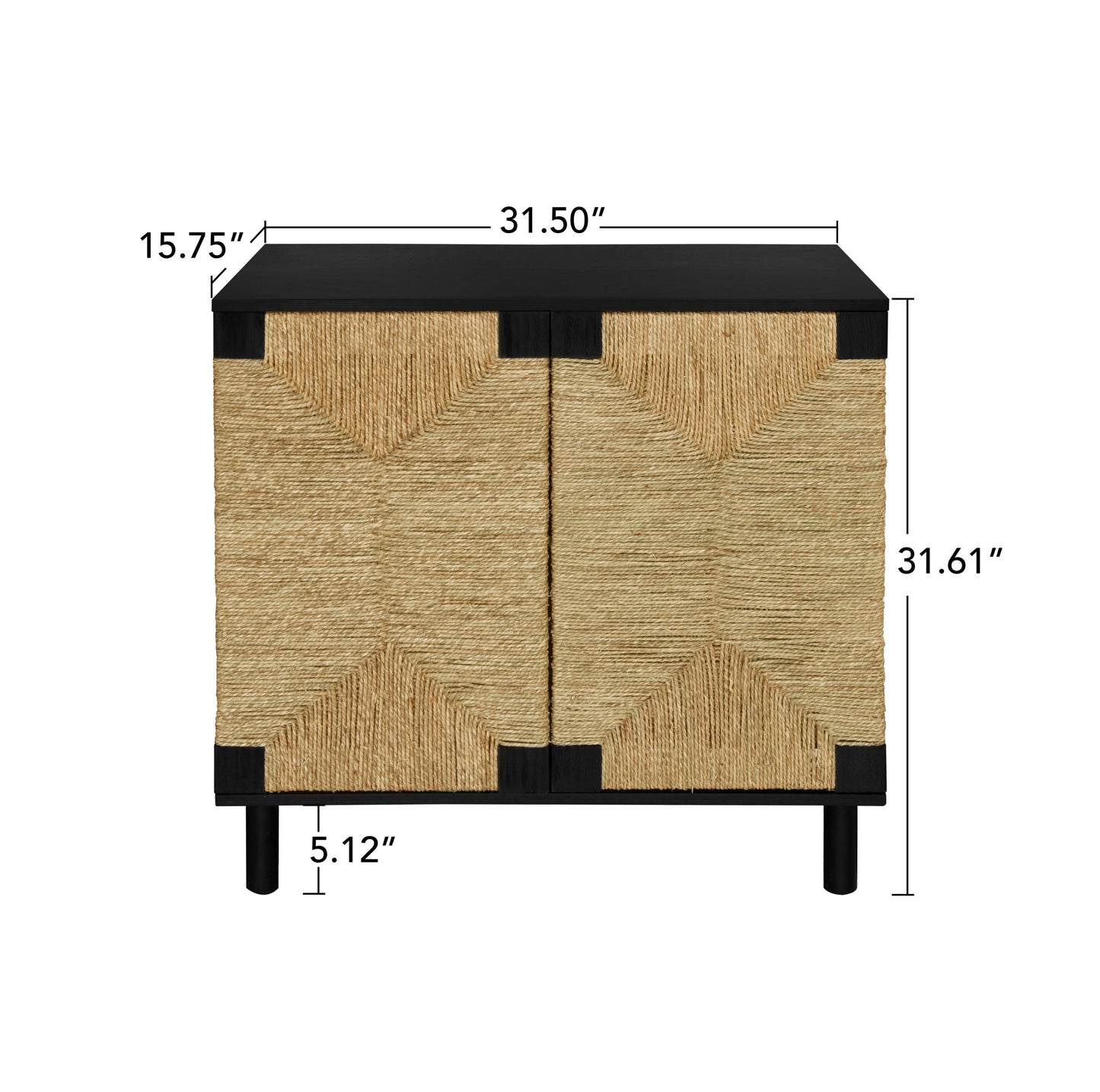 Eris Modern 2-Door Cabinet with Natural Seaweed Doors