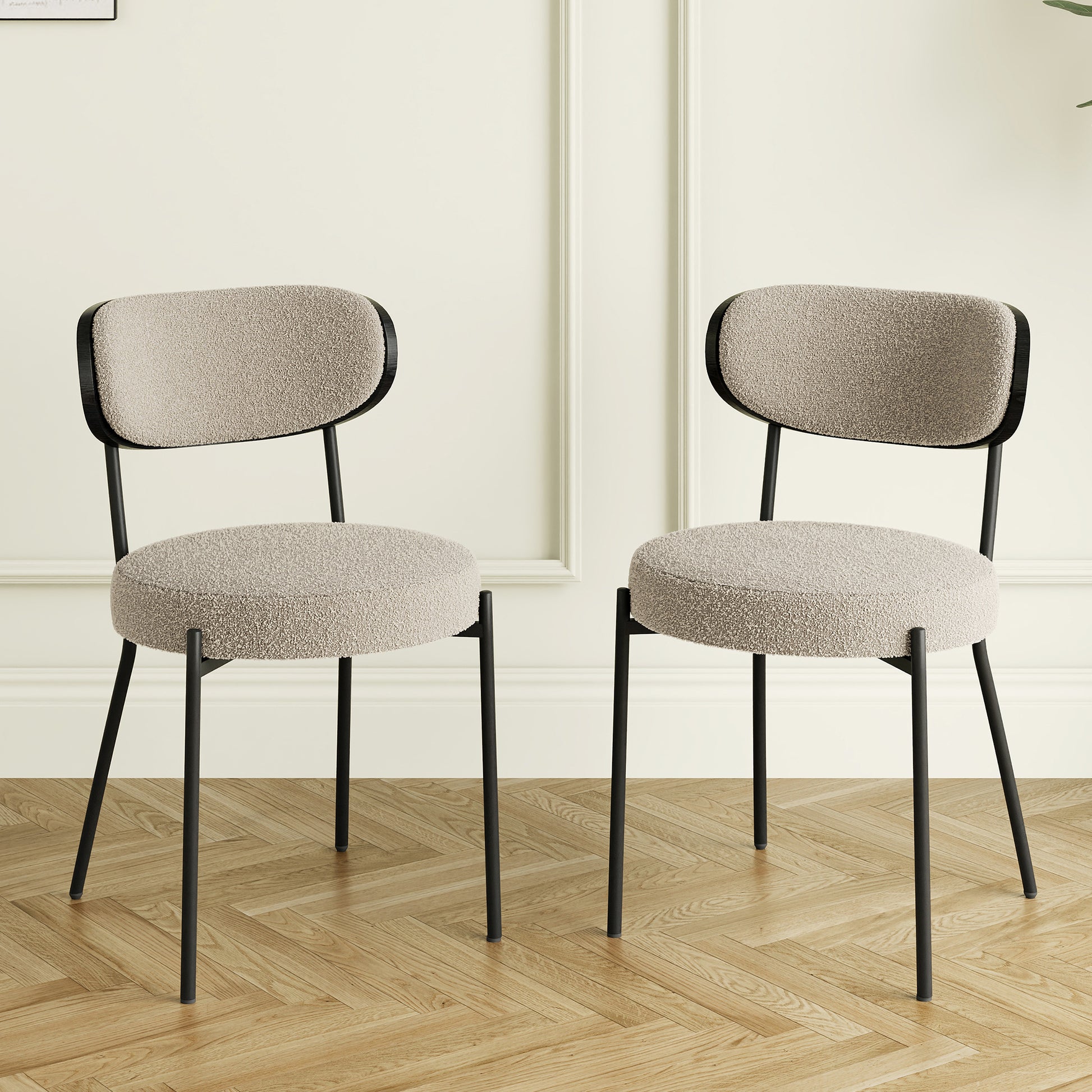 Cleo Modern Boucle Upholstered Side Chairs Set of 2 Brown