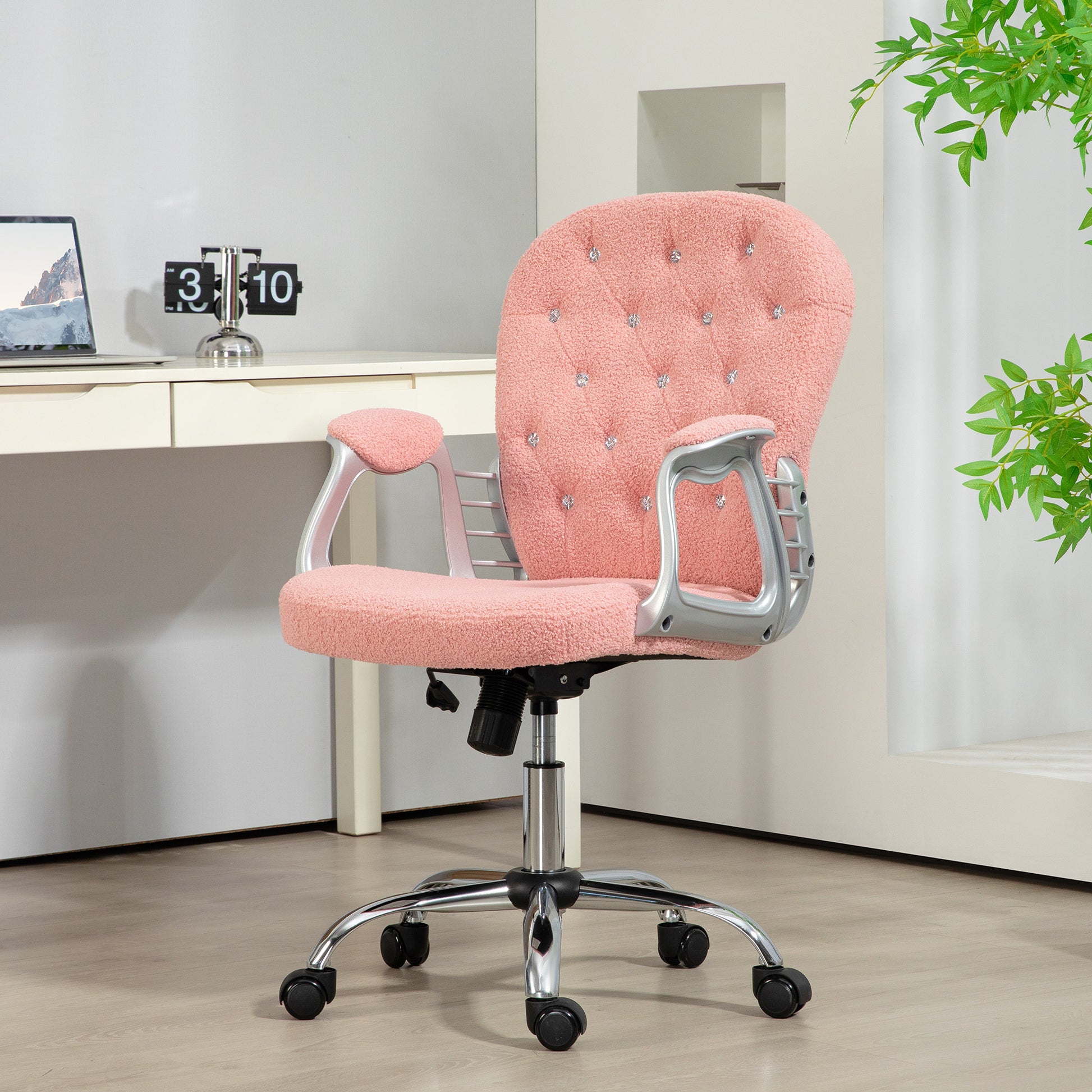 Vinsetto Teddy Fleece Office Chair, Pink