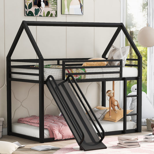 Collins Twin over Twin House Bunk Bed with Ladder and Slide,White