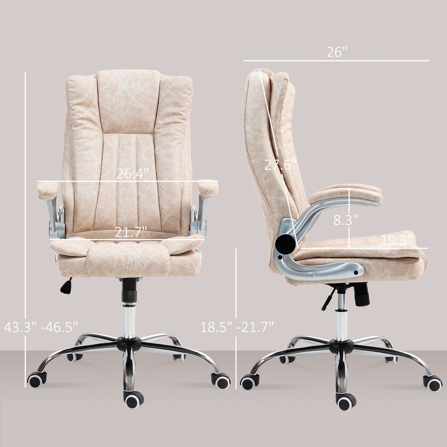 Anastasia Microfiber High Back Executive Office Chair, Cream