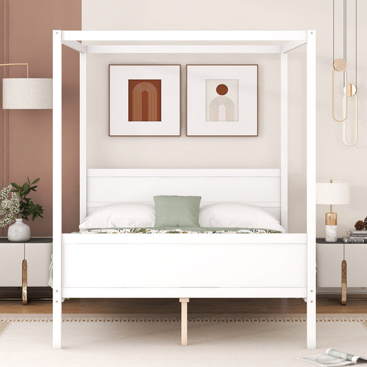 Clement Queen Size Canopy Bed, White