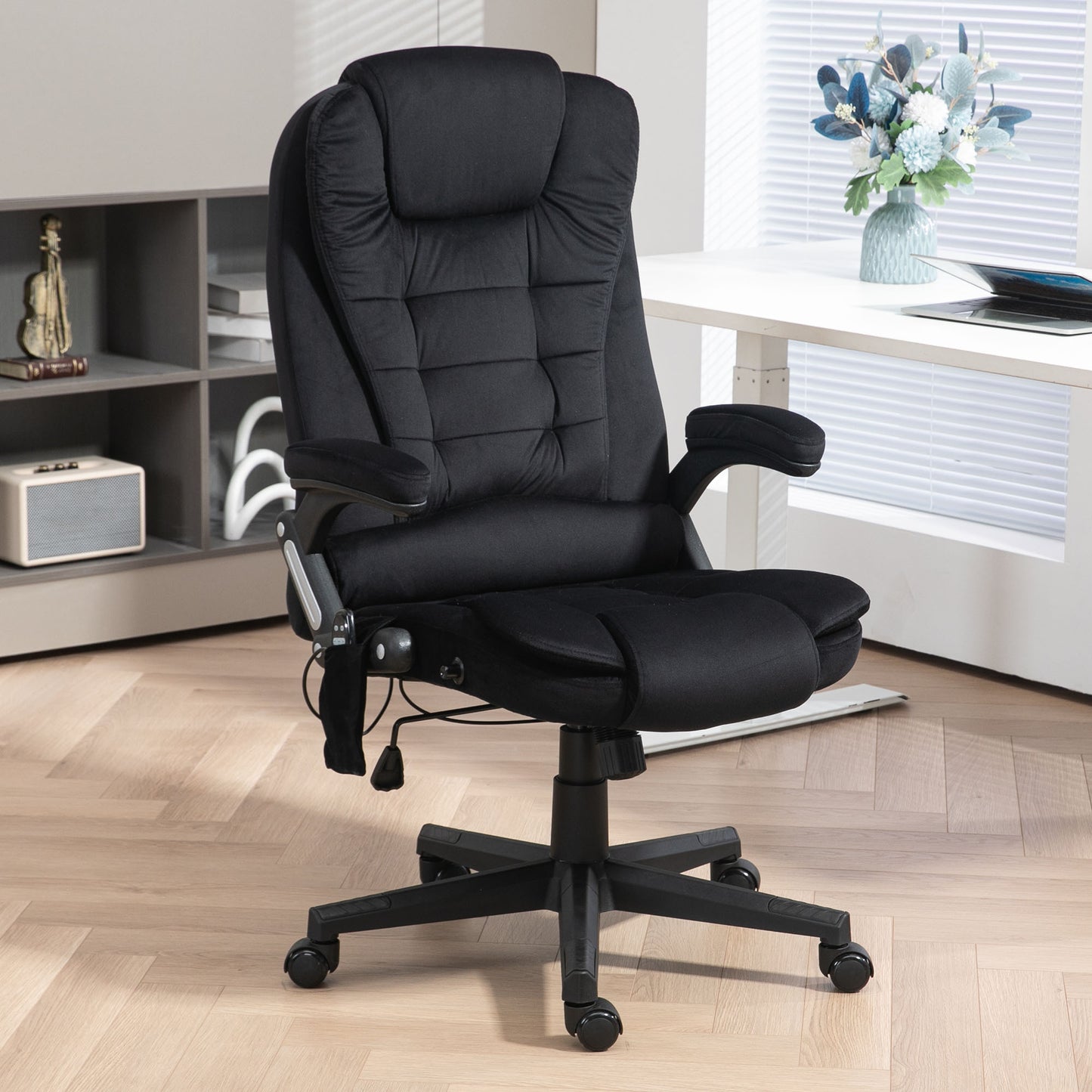 Elvina High Back Executive Office Chair with Massage & Head, Black