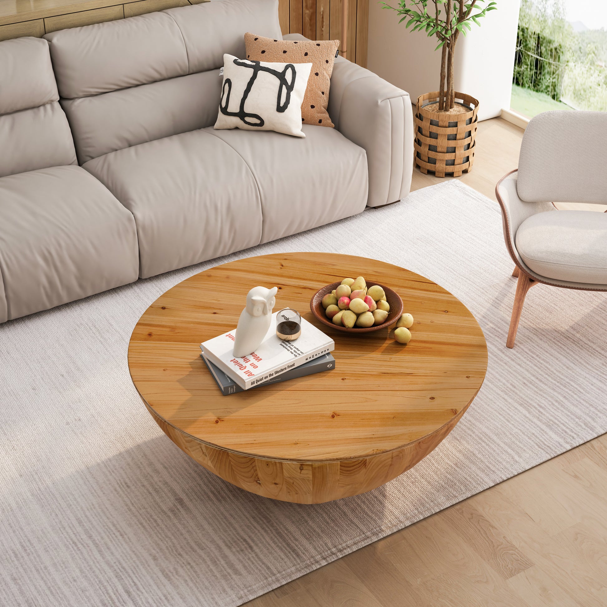 Bucky Modern Bucket Style Coffee Table, Natural