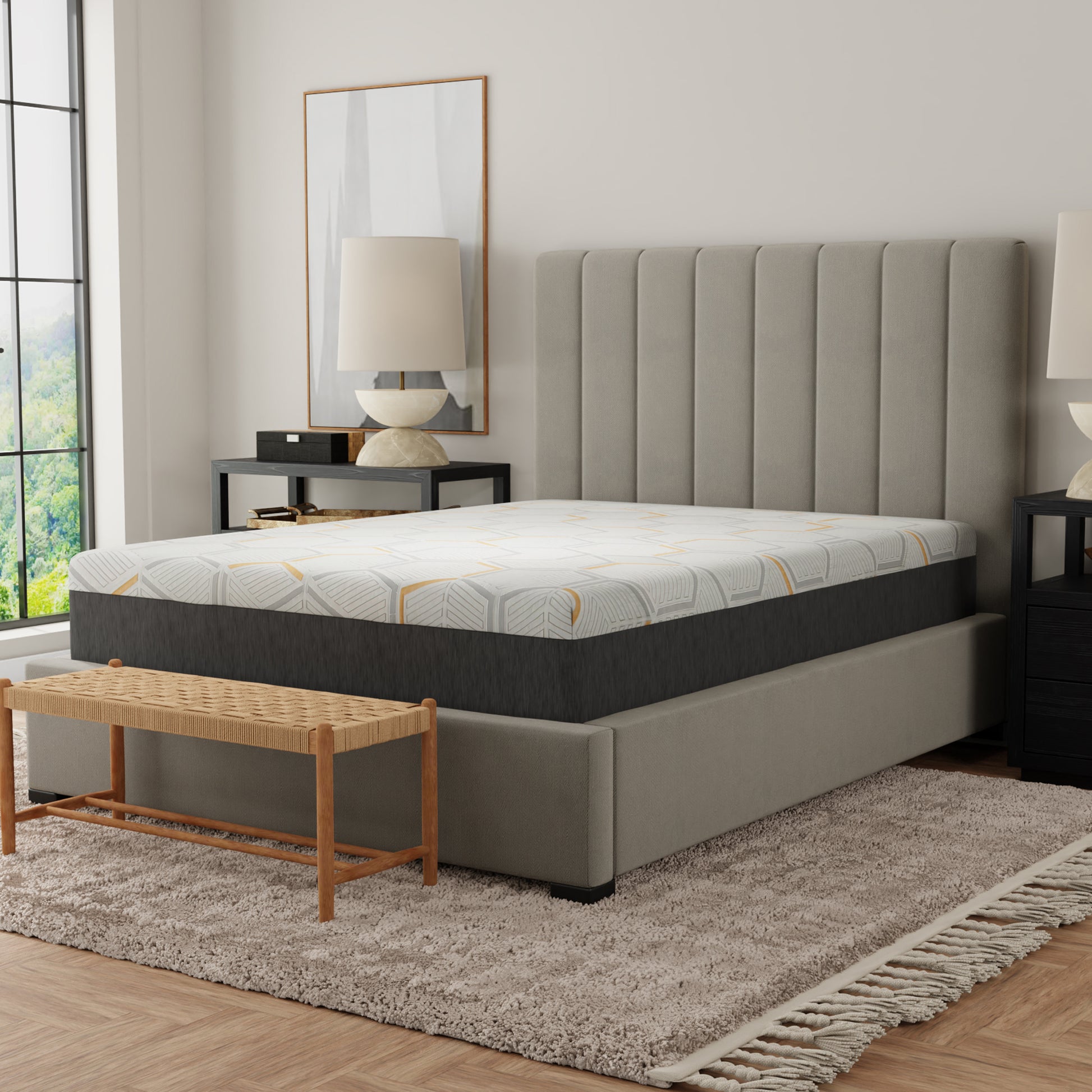 Parker 12" Copper Gel Cooling Memory Foam Mattress with Edge Support and Air Grid Base, Twin XL