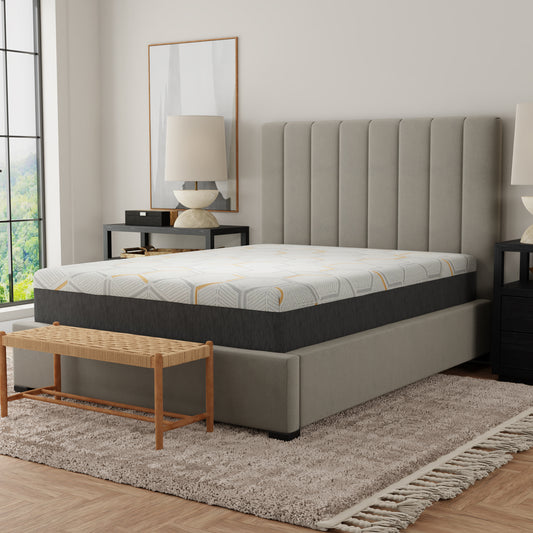 Parker 12" Copper Gel Cooling Memory Foam Mattress with Edge Support and Air Grid Base, Twin XL