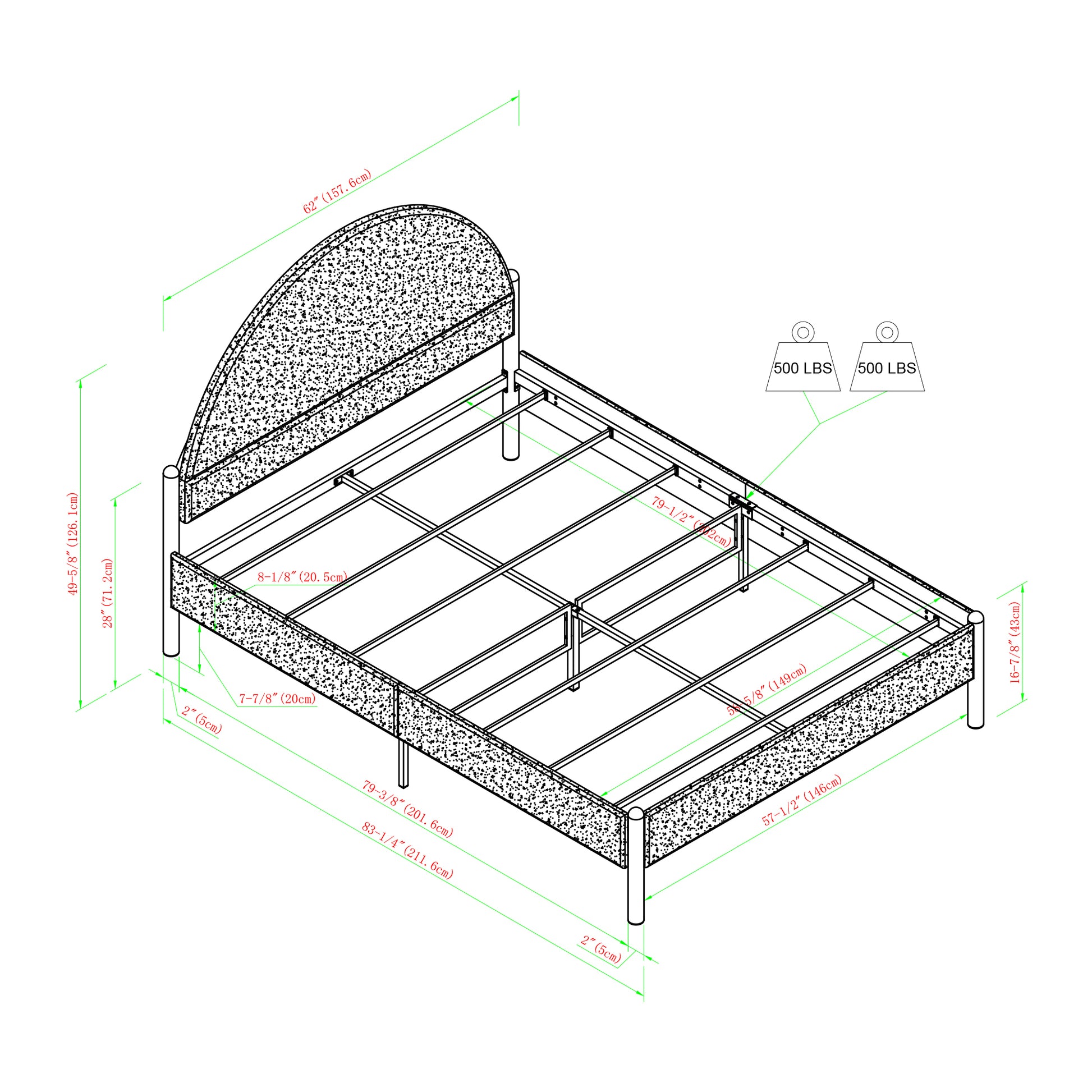 Alina Modern Upholstered Curved Headboard Queen Bedframe – Oatmeal