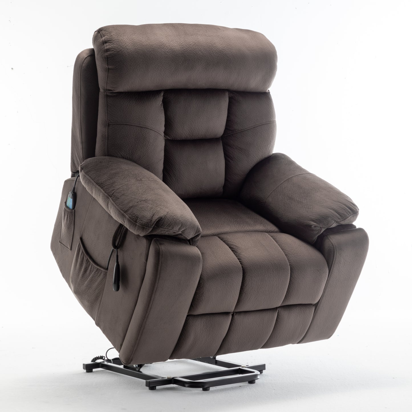 Ophira Velvet Power Lift Chair with Pocket, Brown