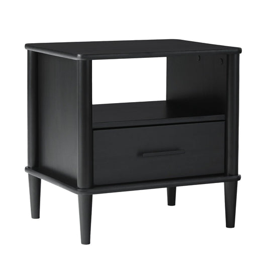 Camilla Transitional Solid Wood Spindle Nightstand – Black