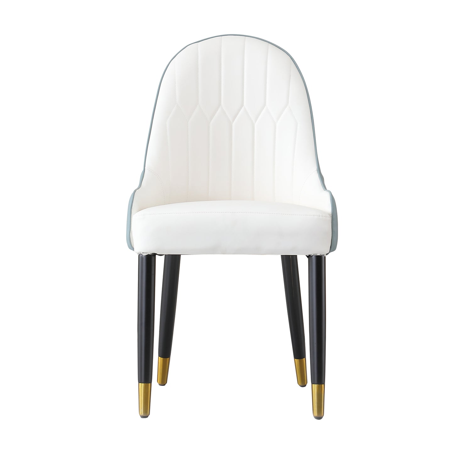 Zyra PU-Leather Side Chairs with Gold Tipped Metal Legs Set of 2 Blue & White