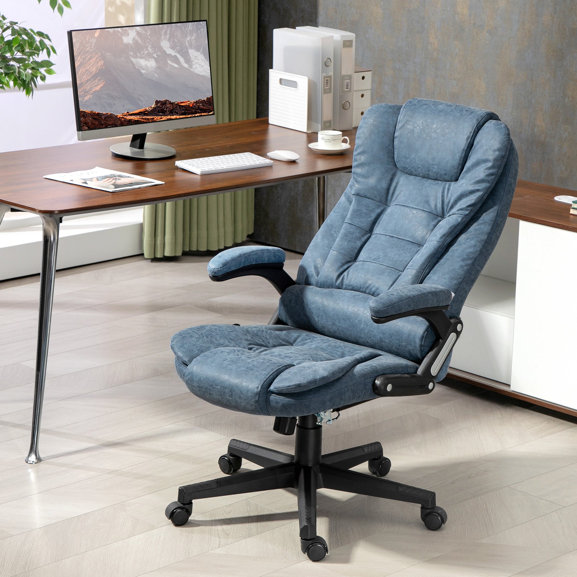 Winry High Back Office Chair with 6-Point Massage, Blue