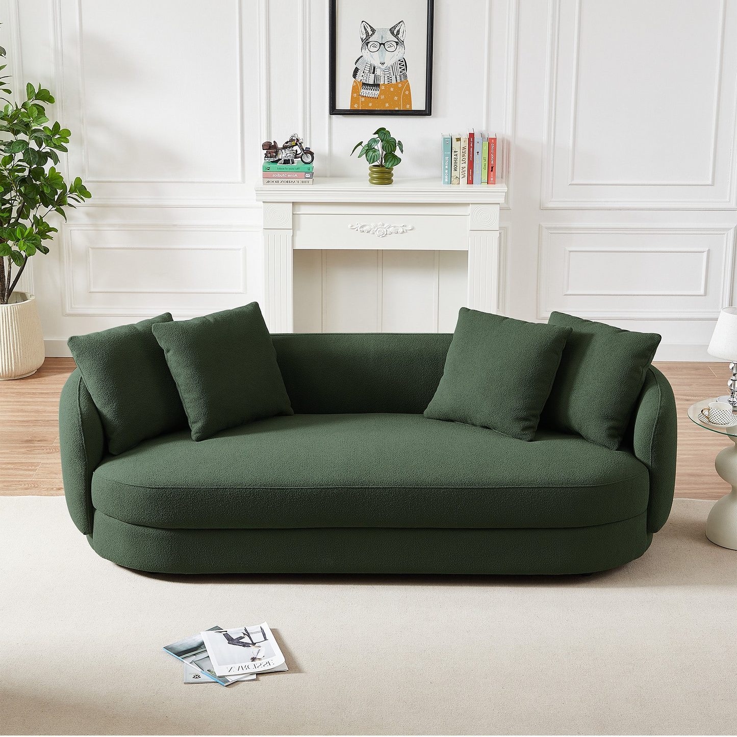 Dylan French Modern Boucle Upholstered Sofa, Green