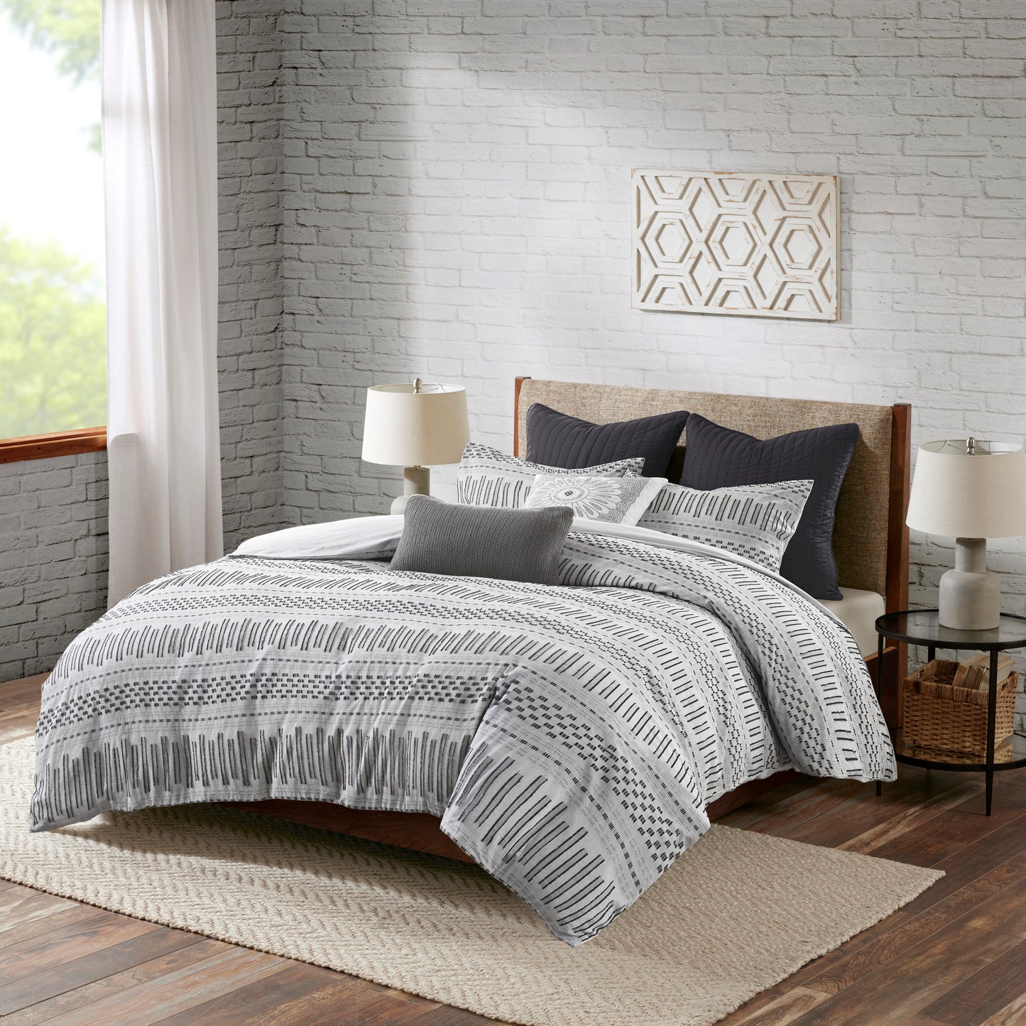 Cotton Jacquard Duvet Cover Mini Set, Gray