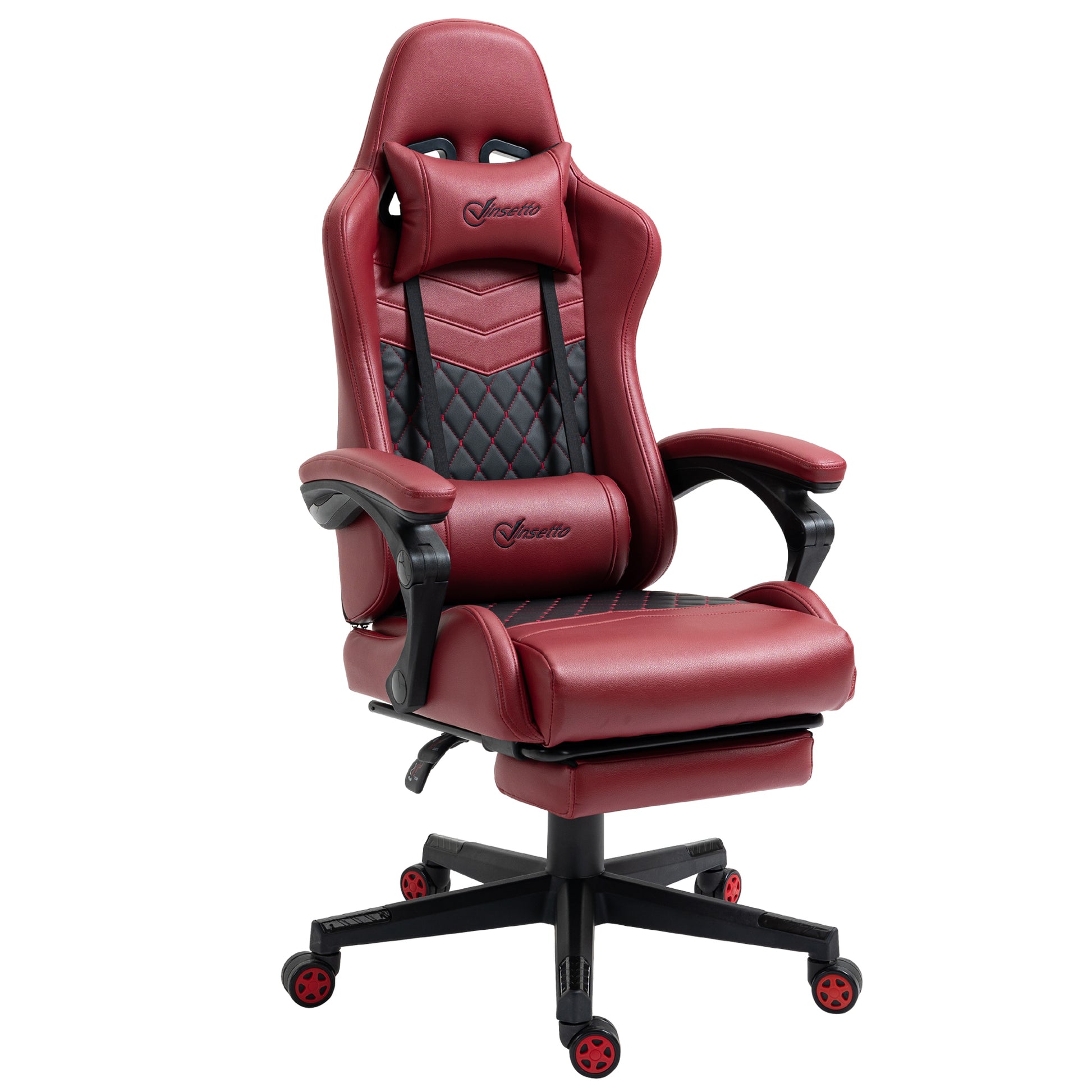 Sorrel PU Leather Diamond Tufted Gaming Chair, Red & Black