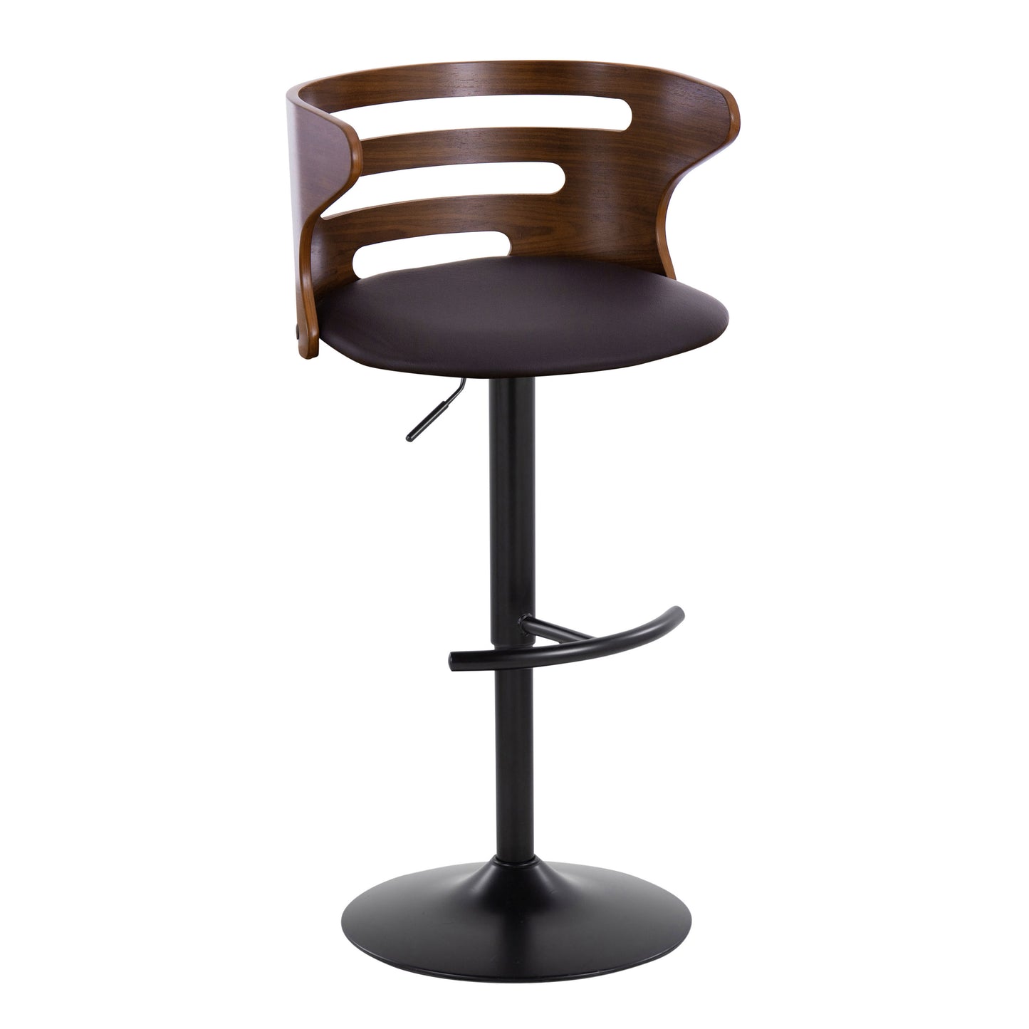 Cosi Mid-Century Modern Bar Stools with Leatherette Padded Seat Set of 2 Walnut