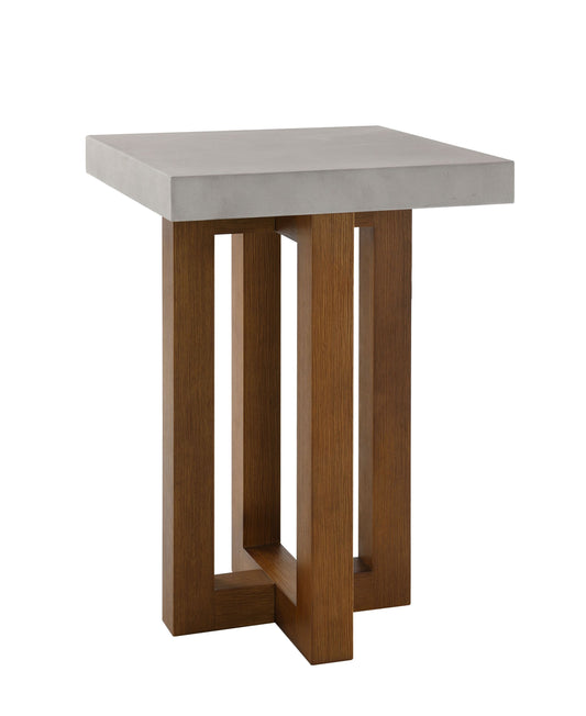 Keven Faux Concrete Top & Walnut Finish End Table