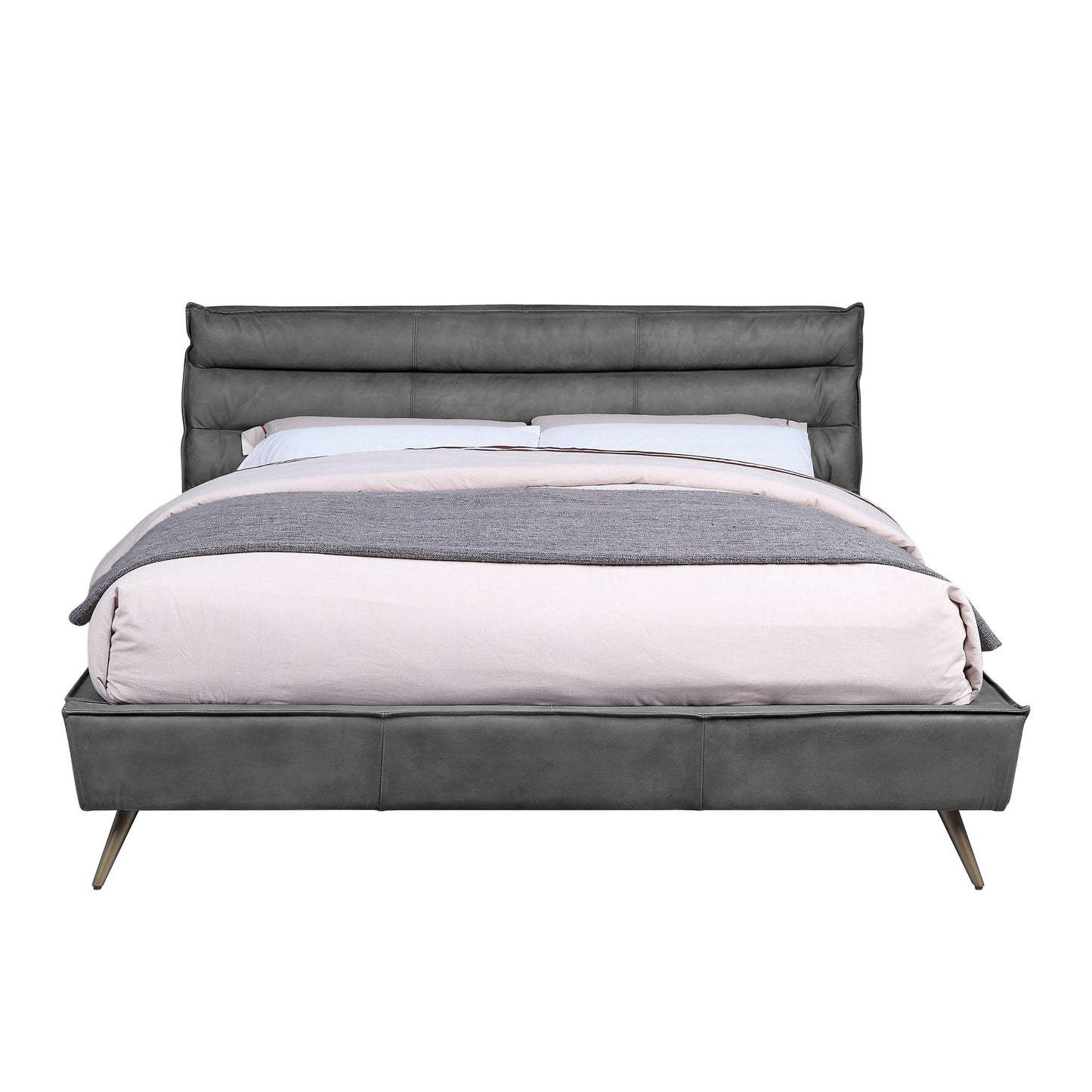 ACME Doris Queen Bed in Gray Top Grain Leather BD00563Q