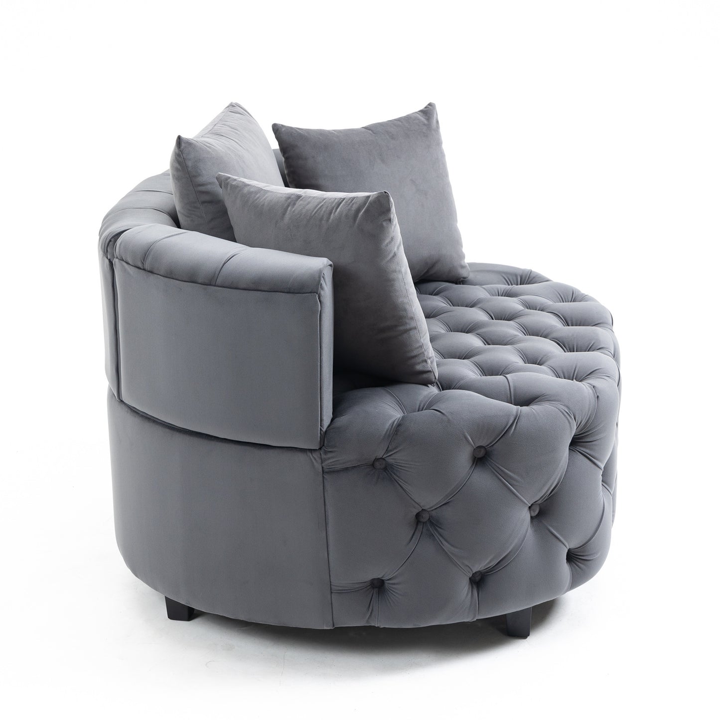 Fayola Velvet Akili Accent Chair, Gray