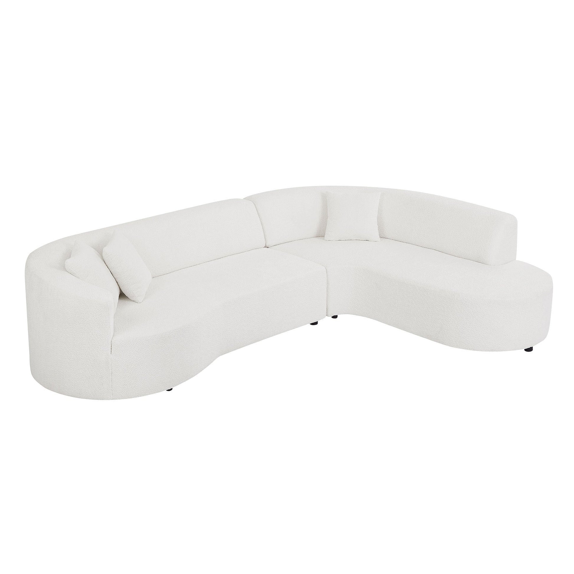 Kassian Modern Curved Sectional in White Boucle Upholstery