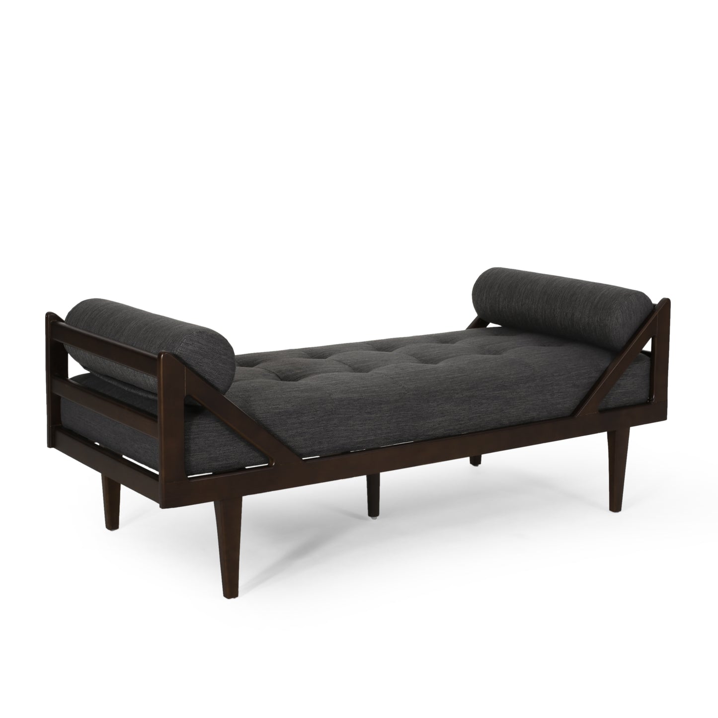 Alara Mid-Century Modern Chaise Lounge, Gray & Brown