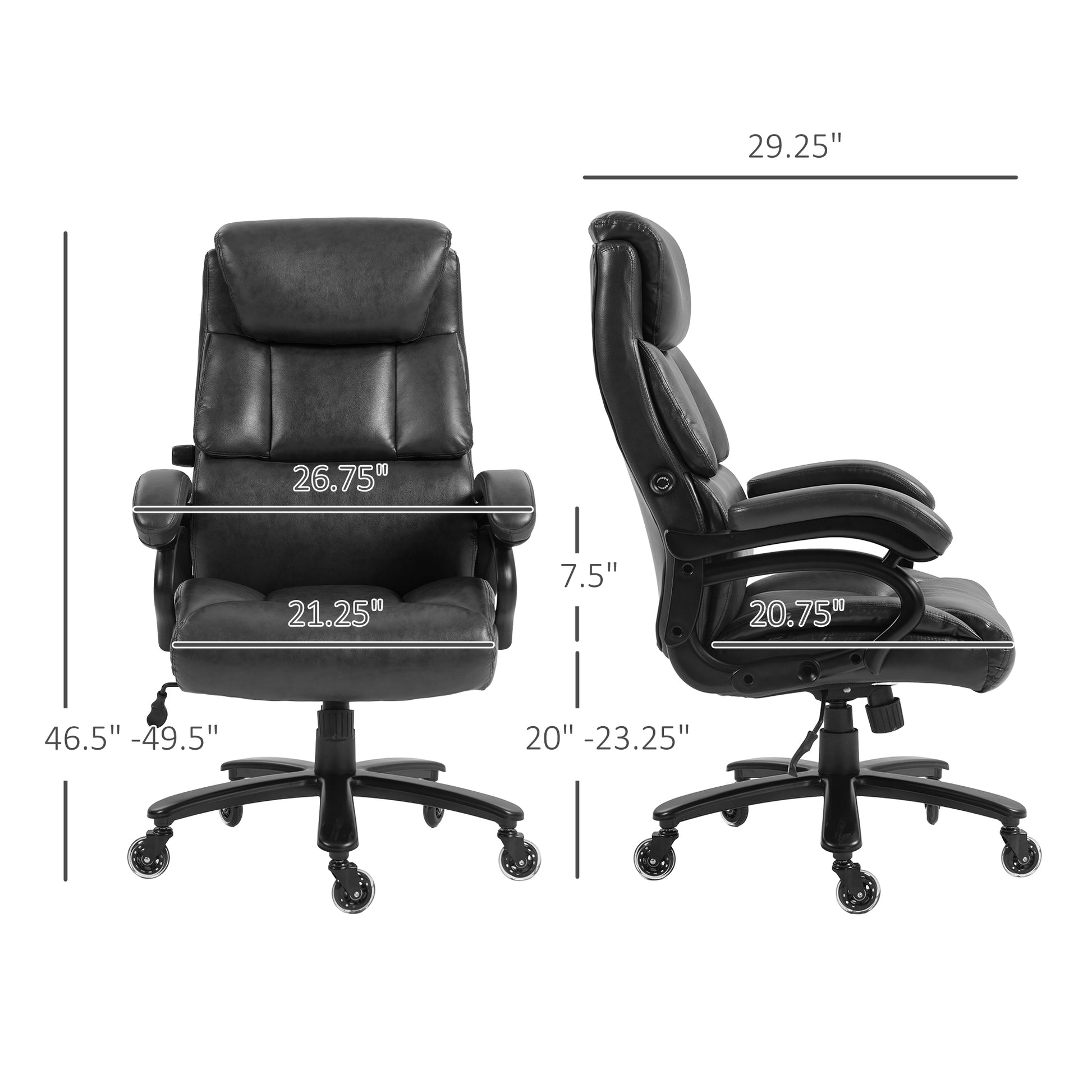 Vinsetto PU Leather Office Chair for Desk, Big and Tall, 400lb., Black