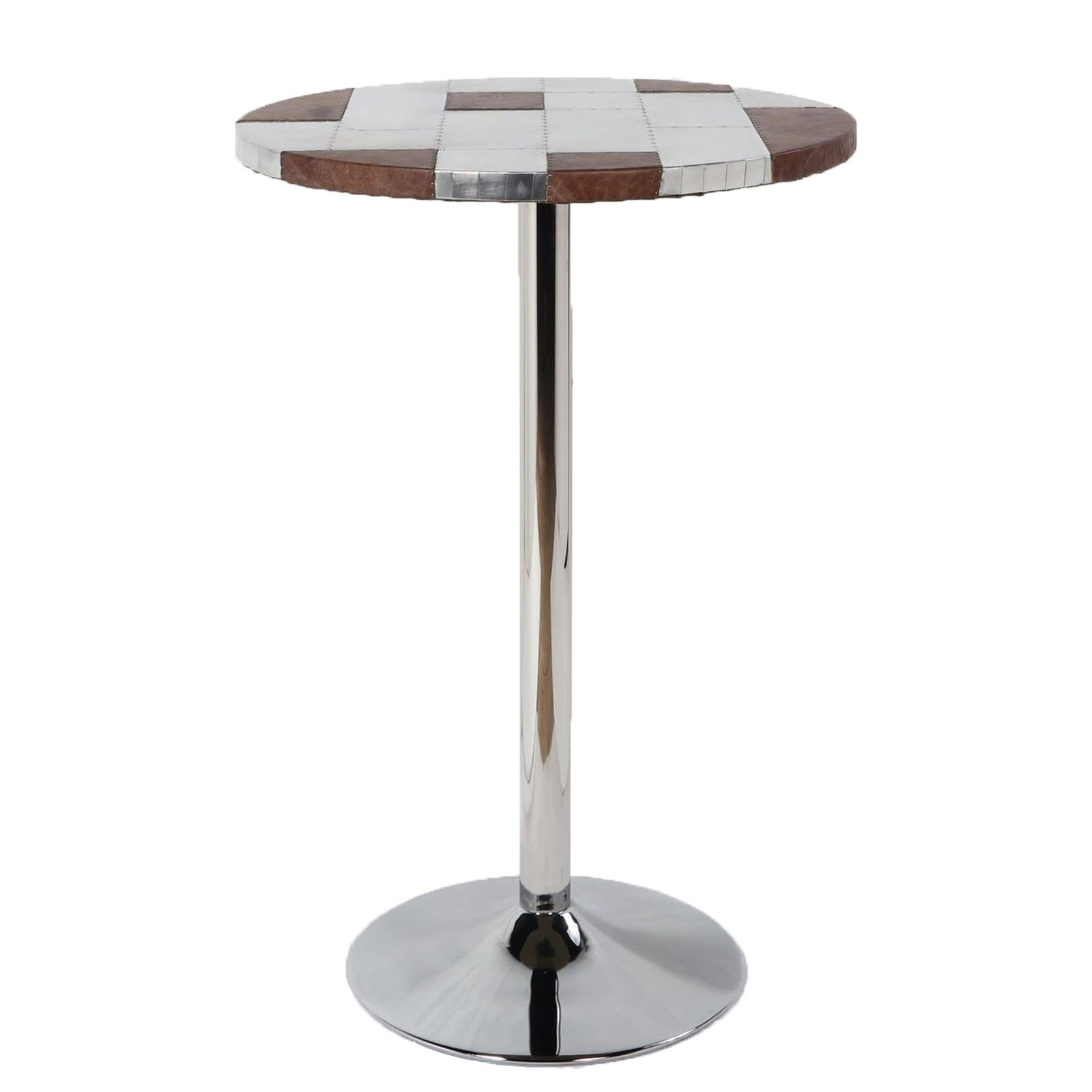 Retro Brown and Aluminum Pedestal Bar Table