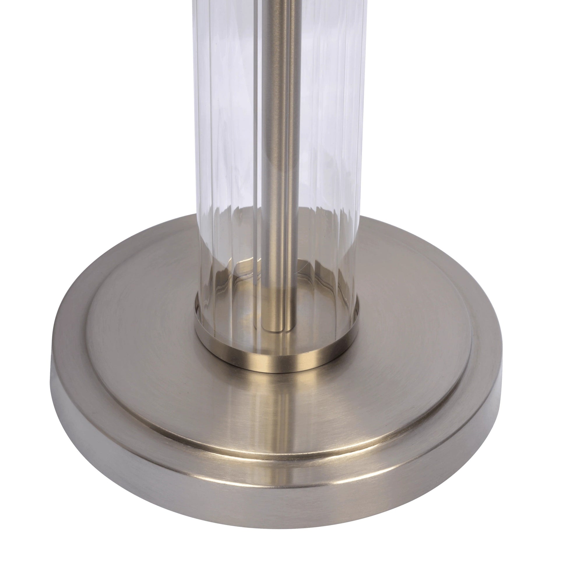 Echo Brushed Nickel Table Lamp with On/Off Switch Clear Glass Body Metal Base