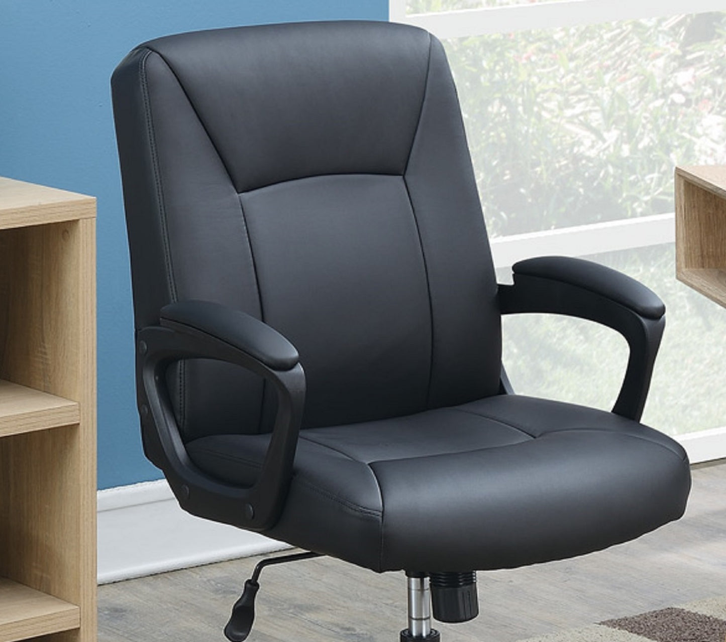 Modern PU Leather Office Chair, Black