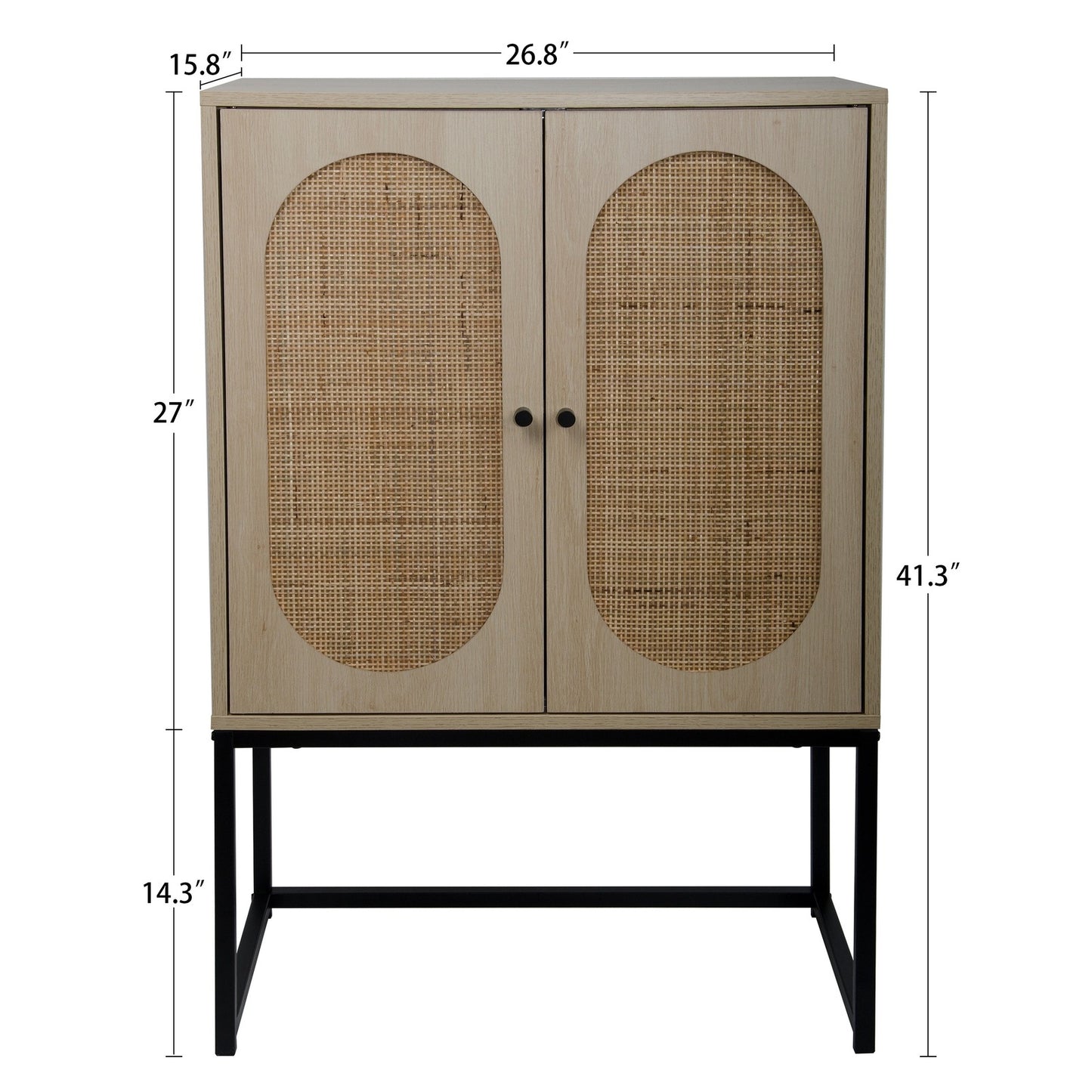 Allen Natural Finish 2-Door High Cabinet with Rattan Fronts