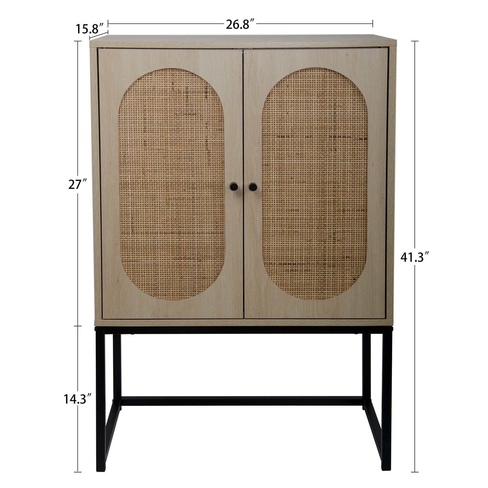 Allen Natural Finish 2-Door High Cabinet with Rattan Fronts