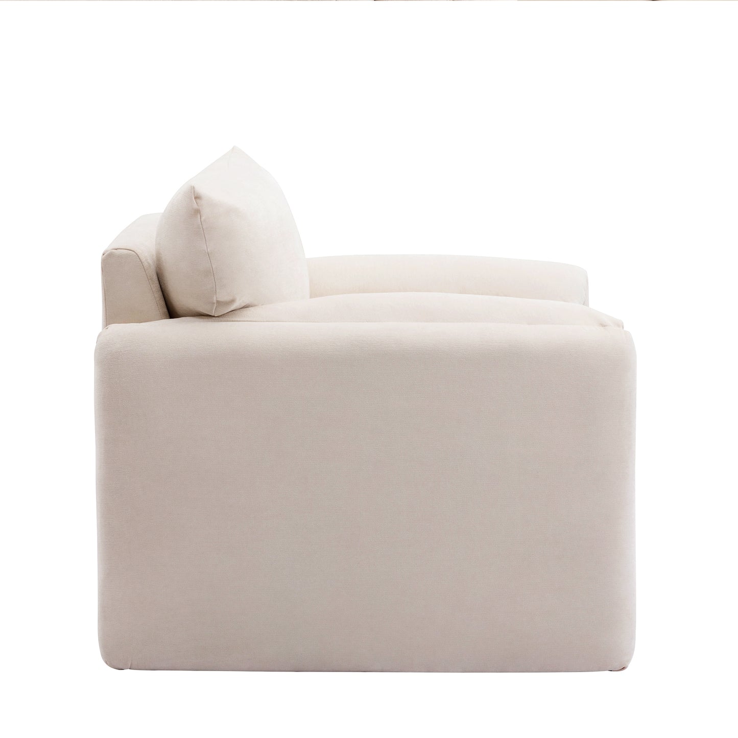 Verla Modern Oversized Chenille Upholstered Armchair, Cream