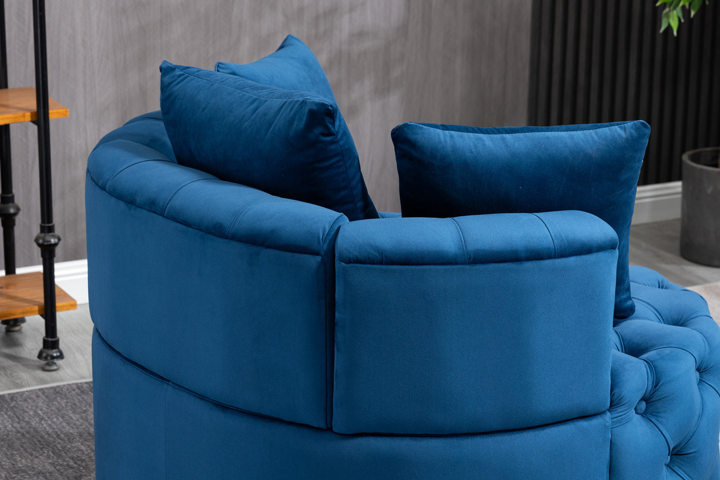 Fayola Velvet Akili Accent Chair, Blue