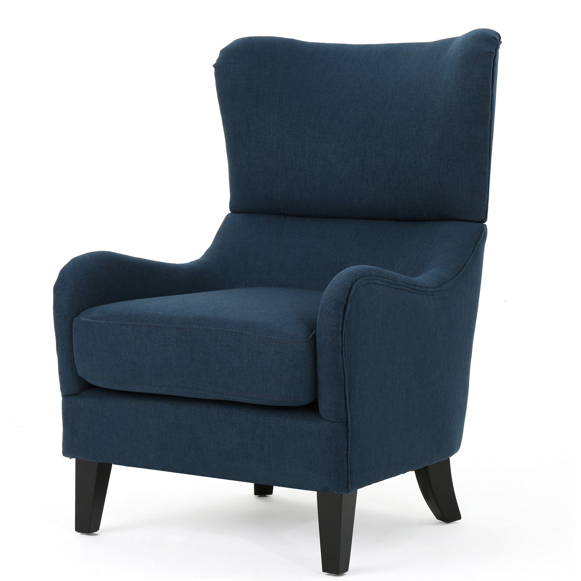 Quentin High Back Linen Arm Chair - Blue