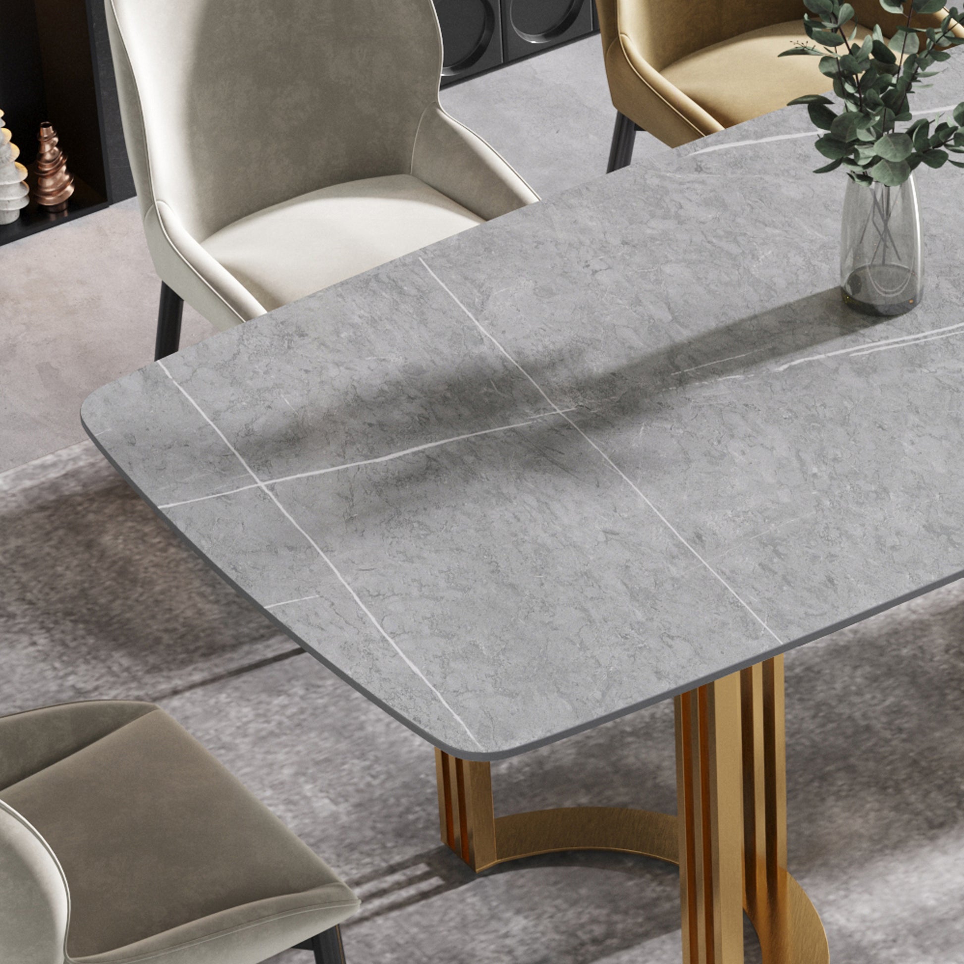 Moto II 70.8" Modern Gray Sintered Stone Dining Table