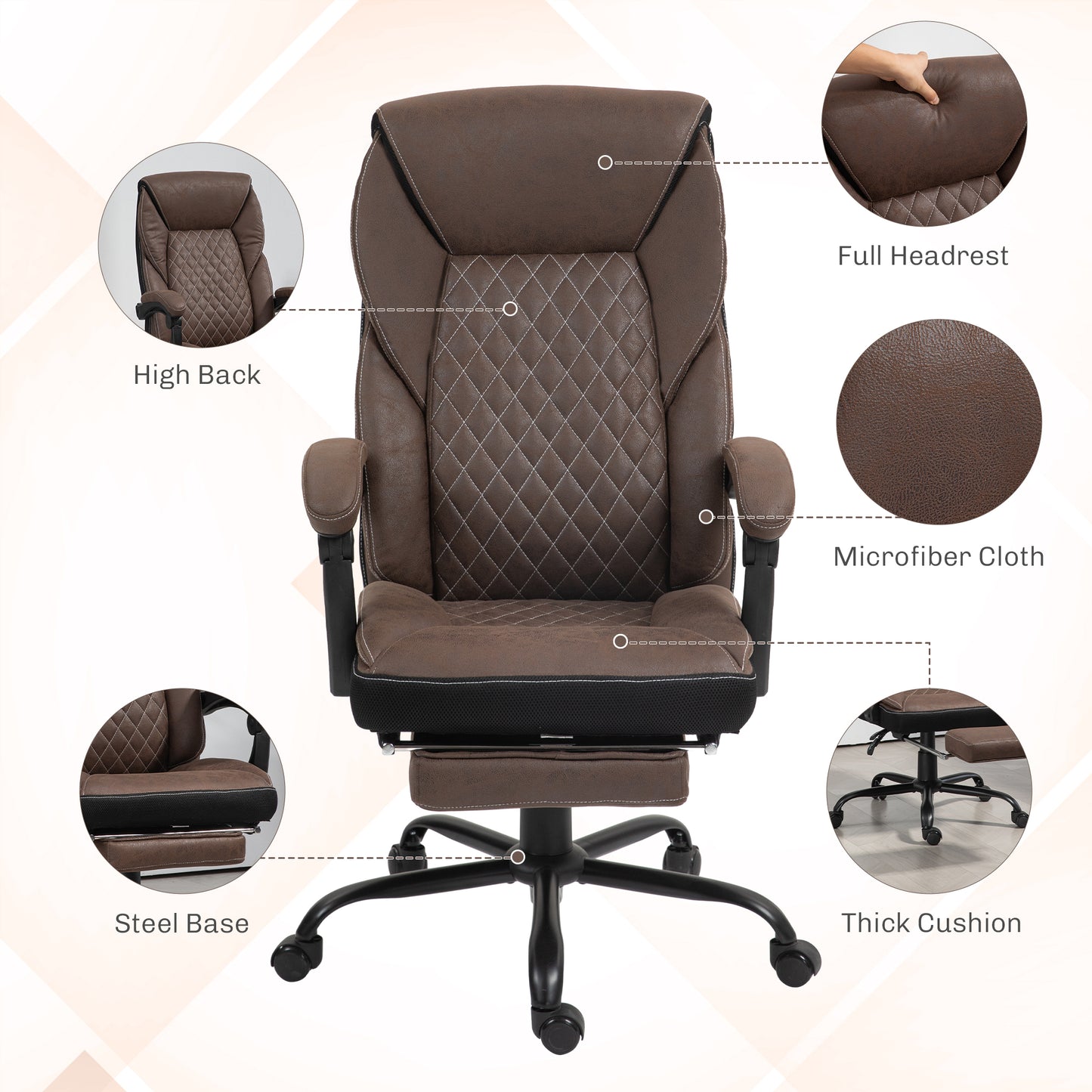 Fiorella Big & Tall Executive Office Chair, Brown