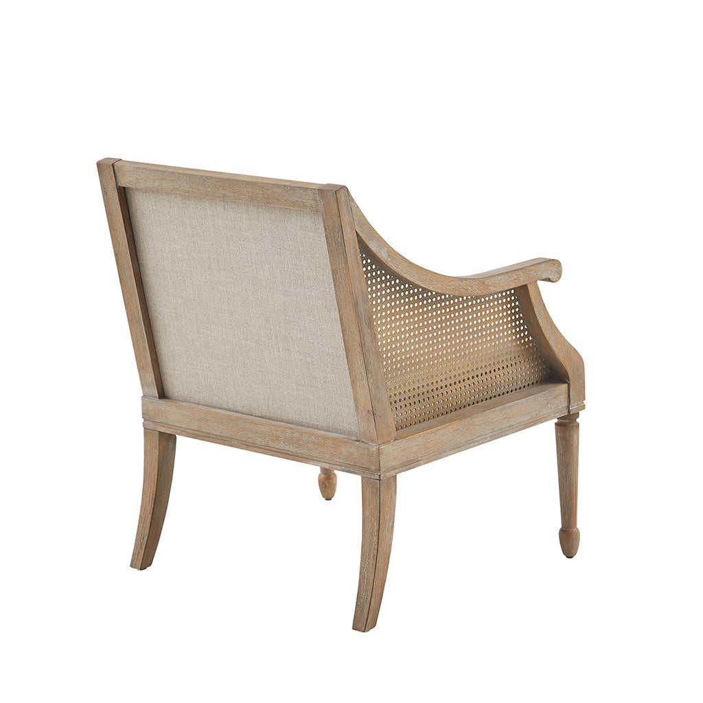 Edith Transitional Wooden Arm Chair with Cane Sides