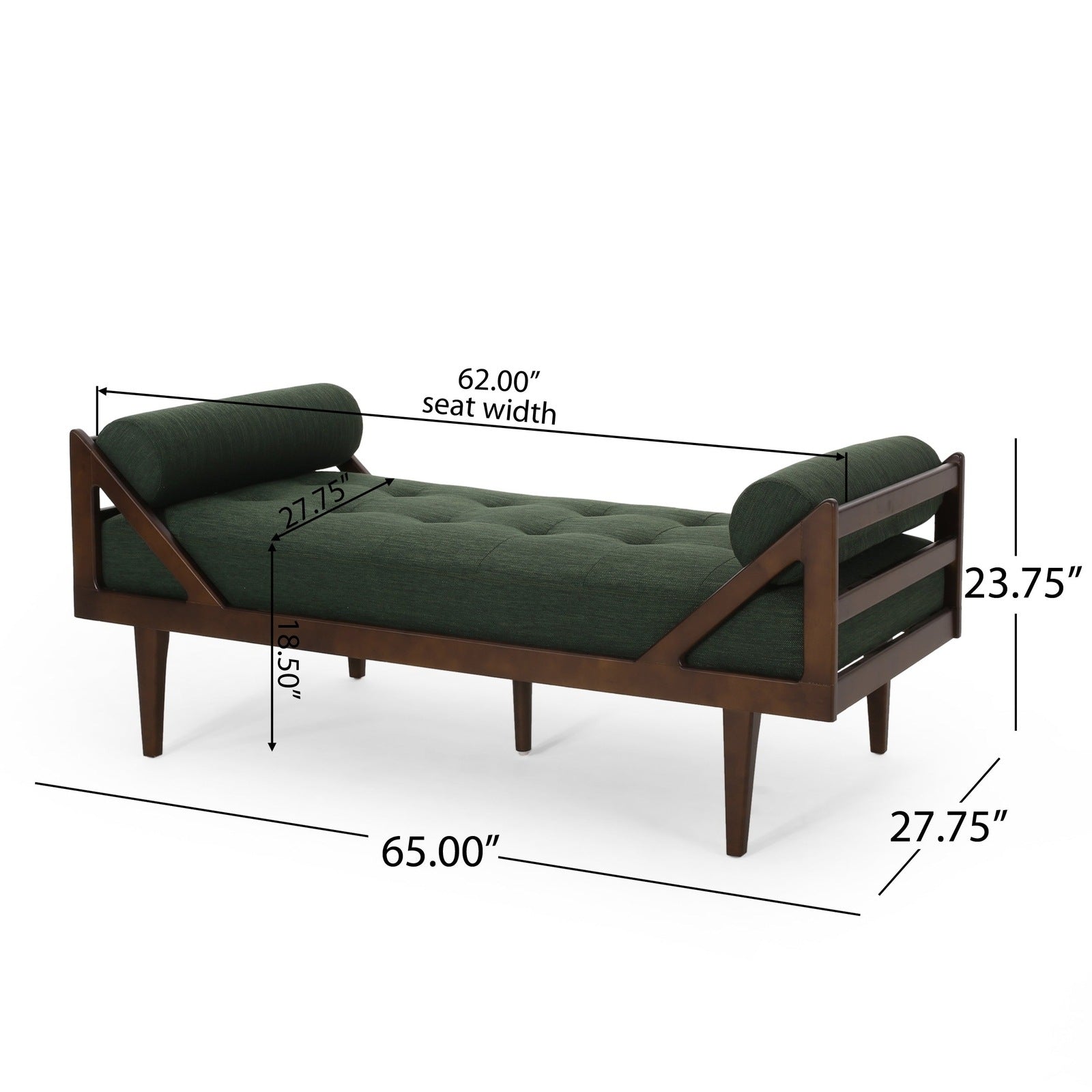 Alara Mid-Century Modern Chaise Lounge, Green & Brown