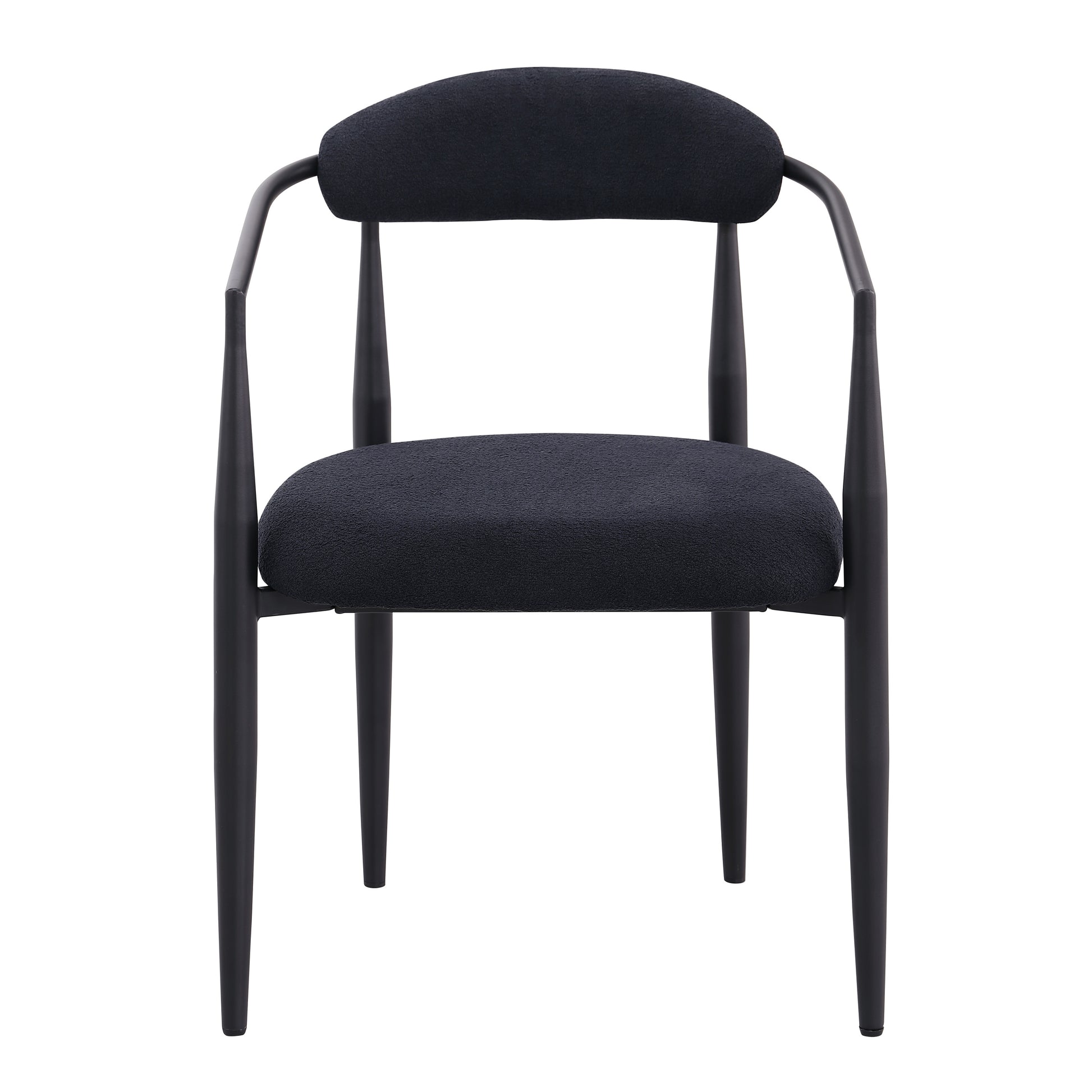 Amos Mid-Century Modern Dining Chairs with Iron Frame Set of 2 Black