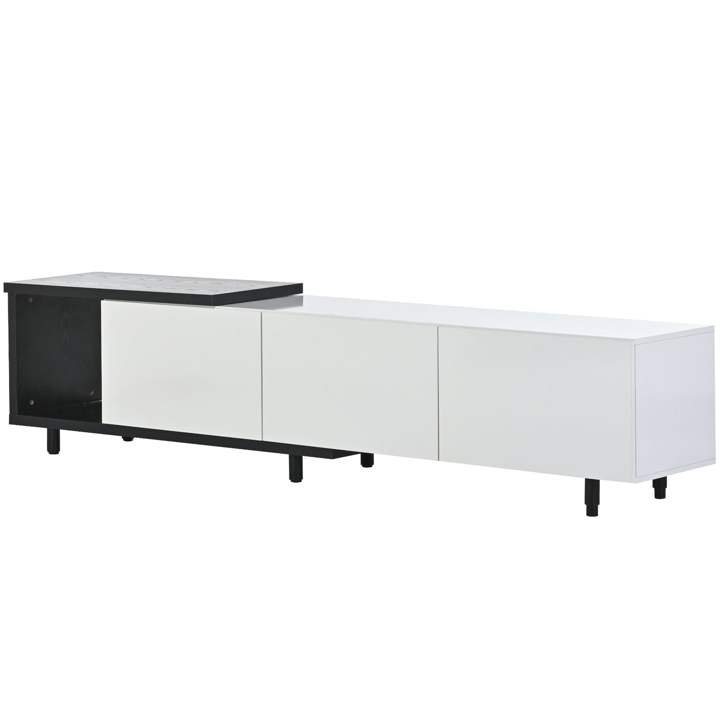 Grover 70' Modern High Gloss TV Stand, White & Black