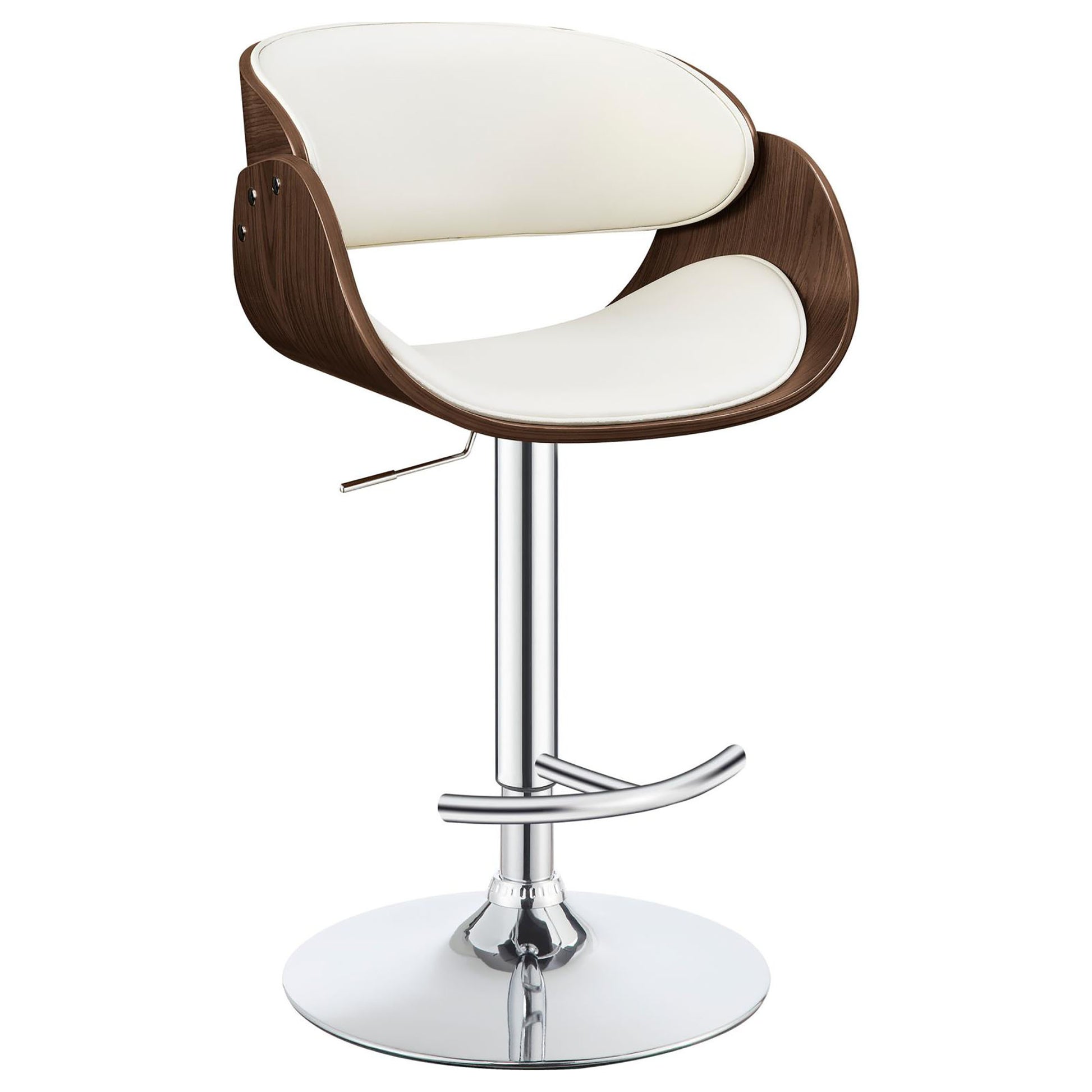 Noelani Ecru and Chrome Adjustable Bar Stool Set of 1