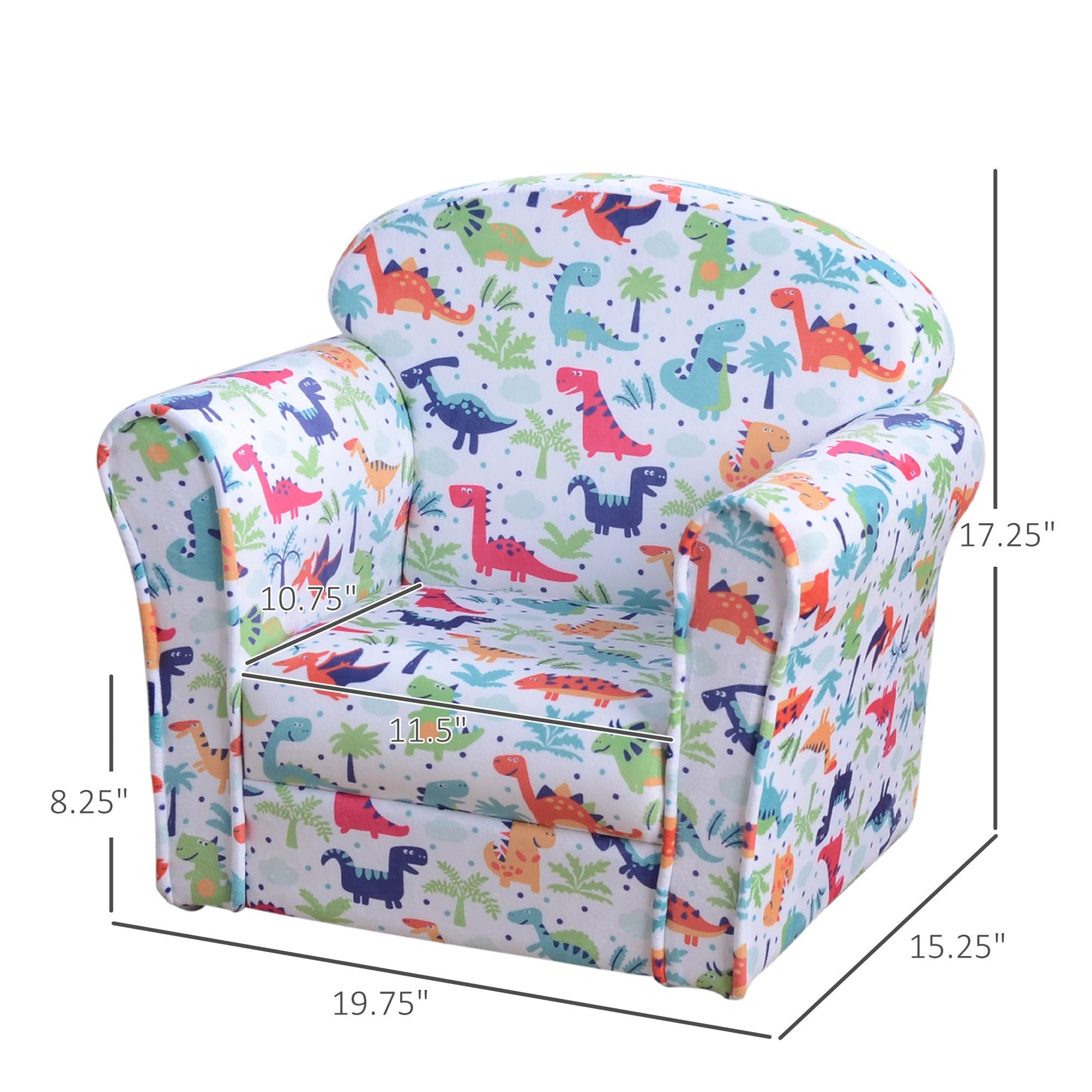 Paula Kid's Sofa Chair with Dinosaur Design and Thick Padding