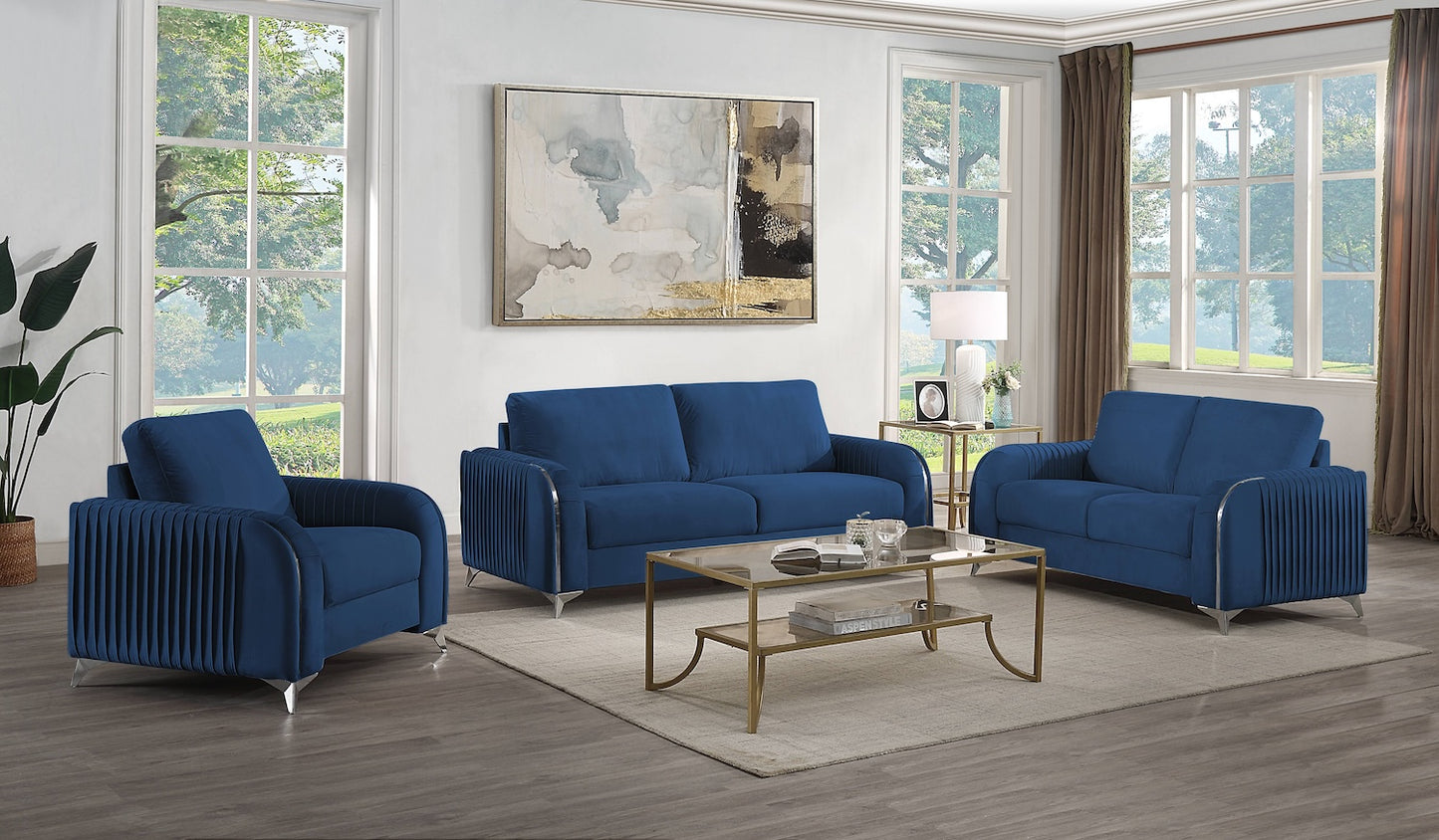 Wenona Blue Velvet Living Room Collection