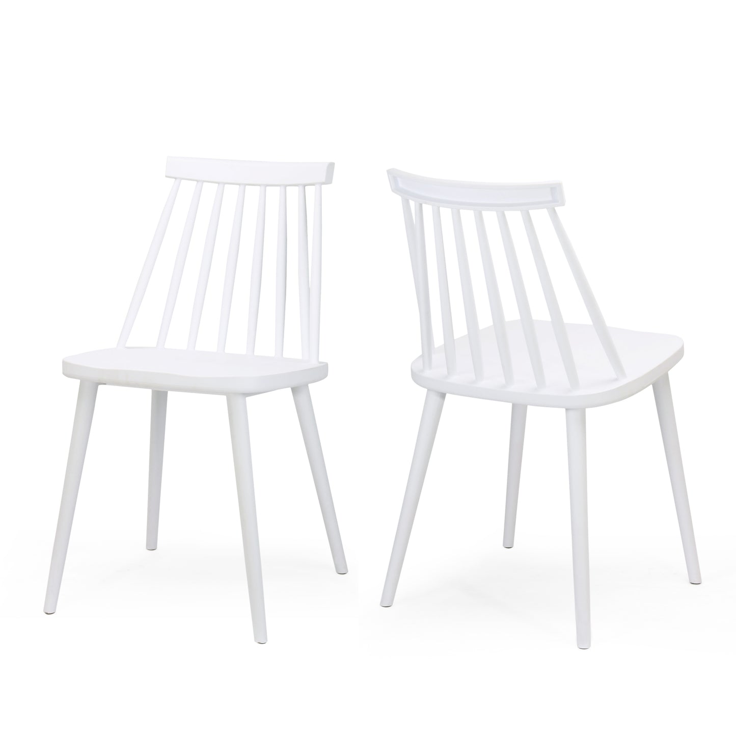 Eddison Farmhouse Spindle Back Dining Chairs, Set of 2, White