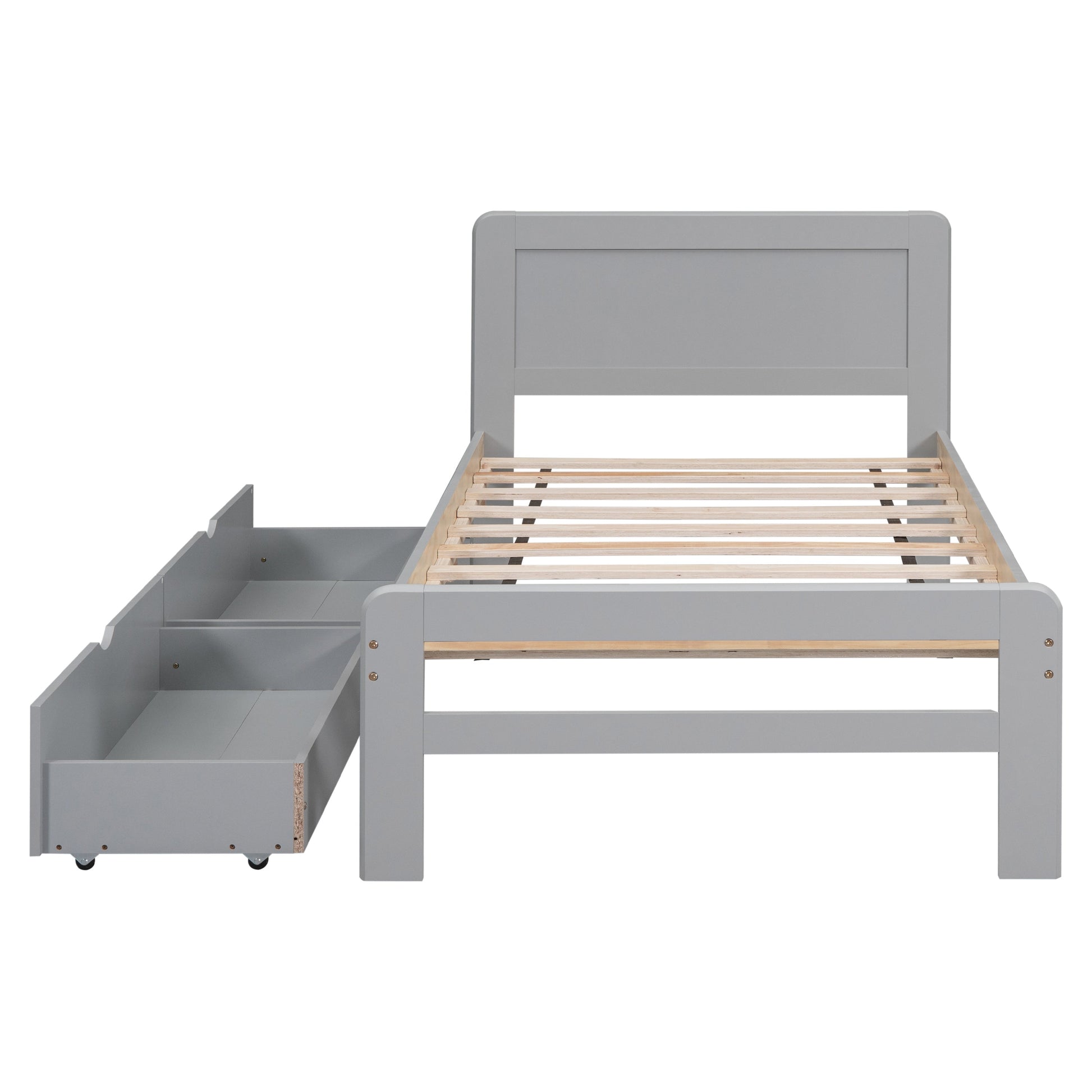 Huxley Modern Design Twin Size Platform Bed Frame with 2 Drawers