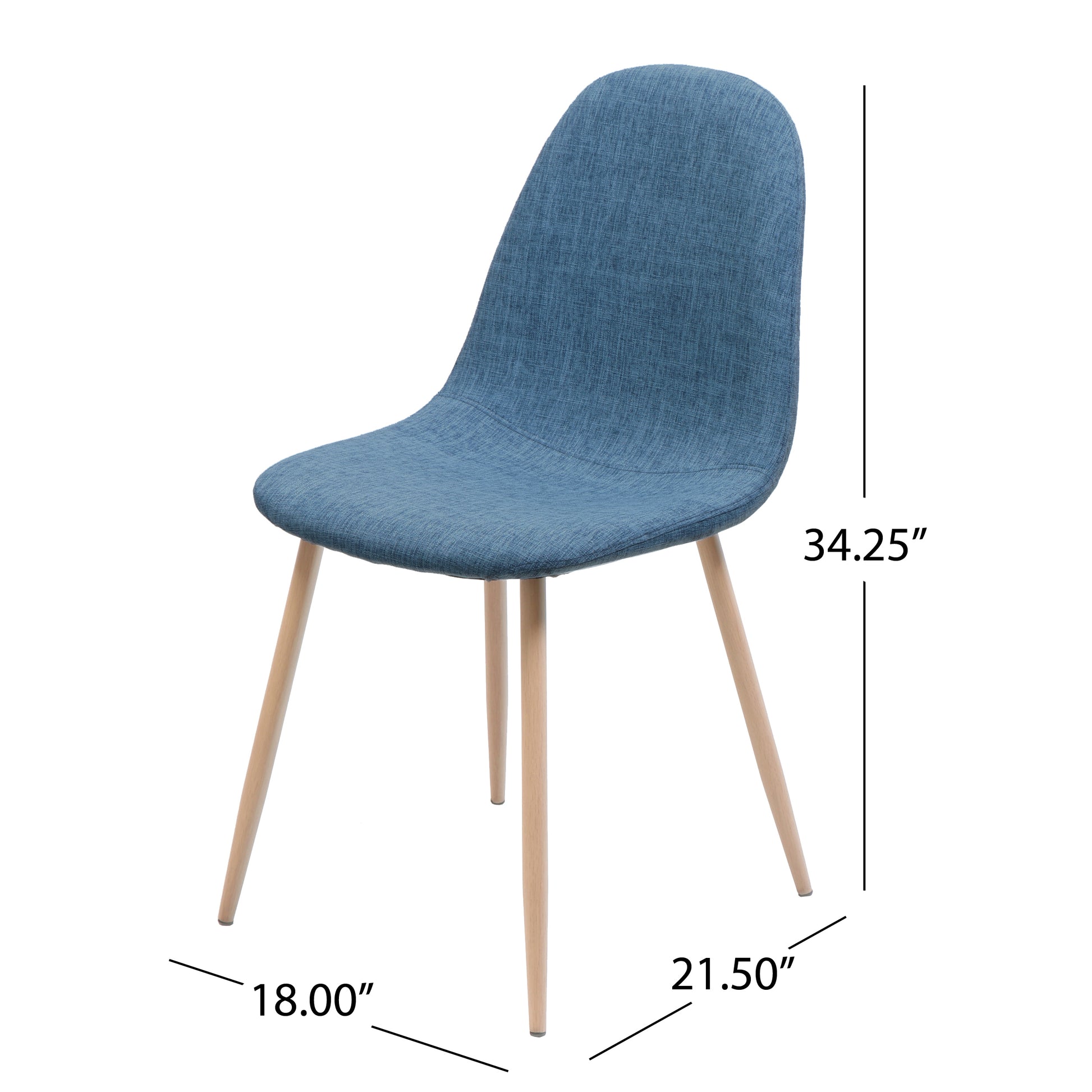 Loretta Mid-Century Modern Upholstered Side Chairs Set of 2 Muted Blue